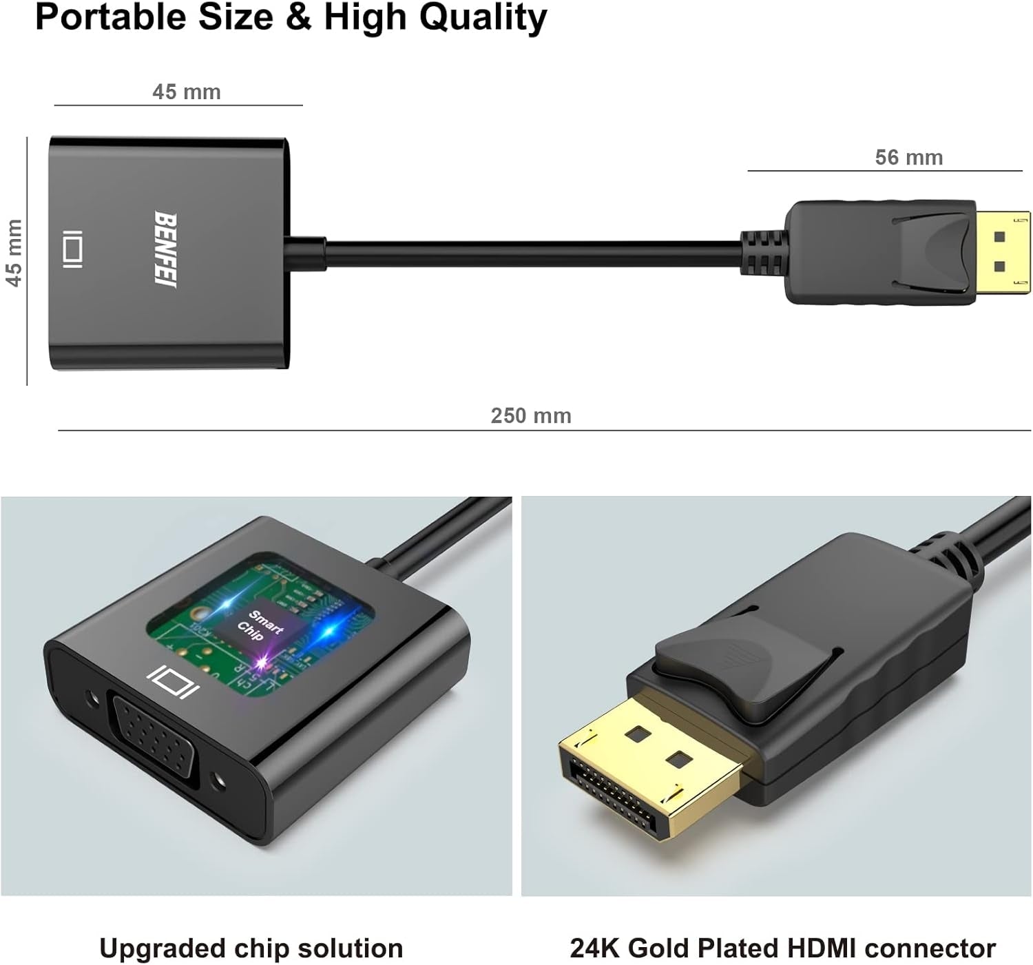 BENFEI DisplayPort to VGA,Gold-Plated Uni-directional Adapter 6