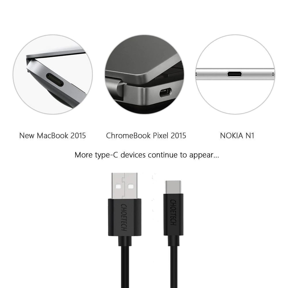 CHOETECH AC0004 USB-A to USB-C Charge & Sync Cable 3M Black 3