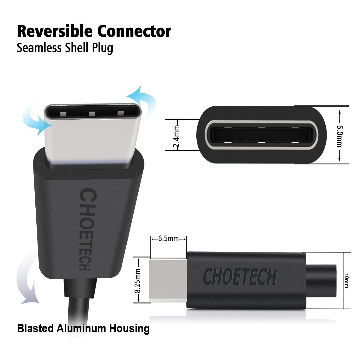 CHOETECH AC0004 USB-A to USB-C Charge & Sync Cable 3M Black 6