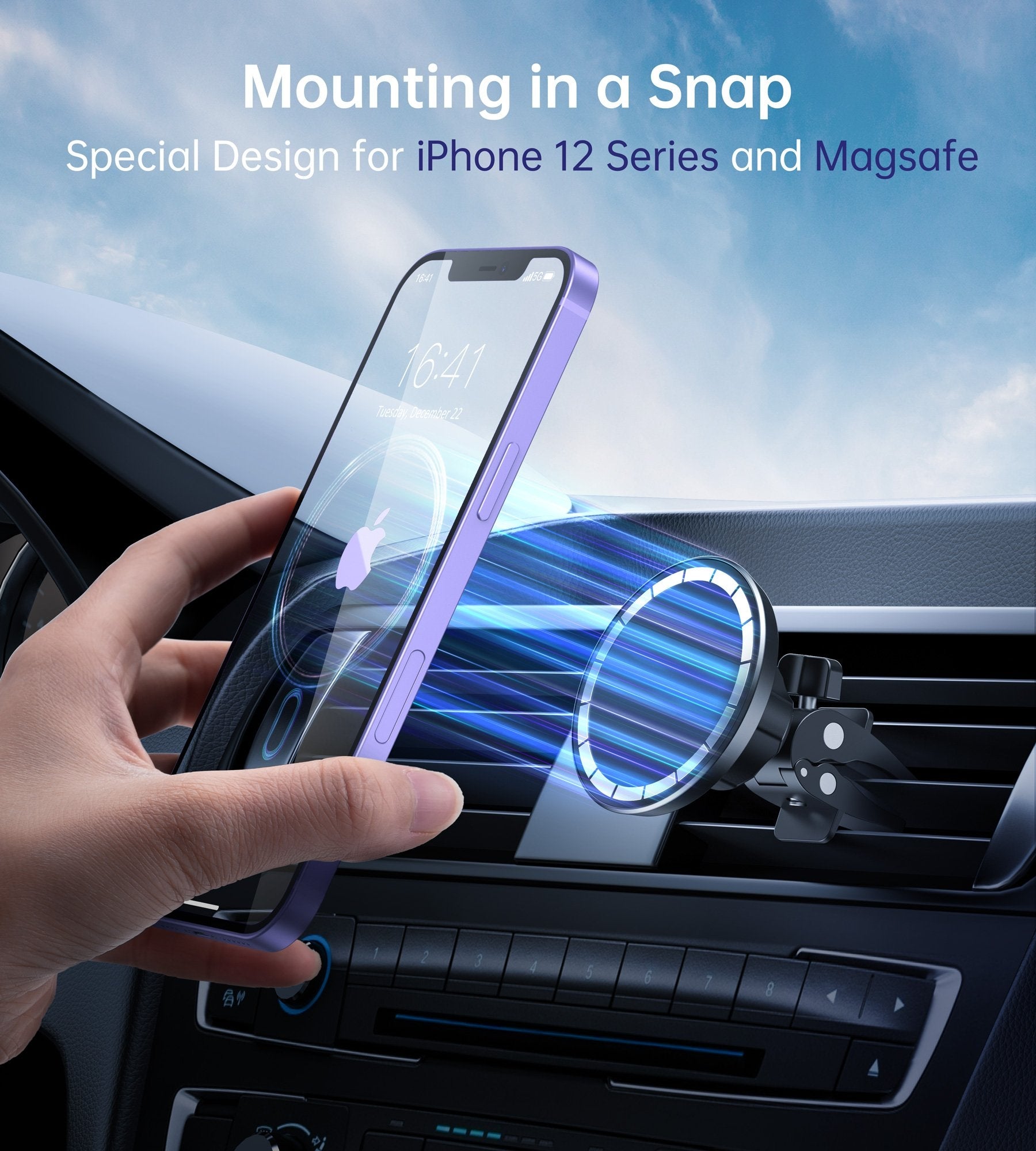CHOETECH AT0004 Magsafe iPhone 12 Magnetic Car Mount Car Air Vent Phone Holder 4