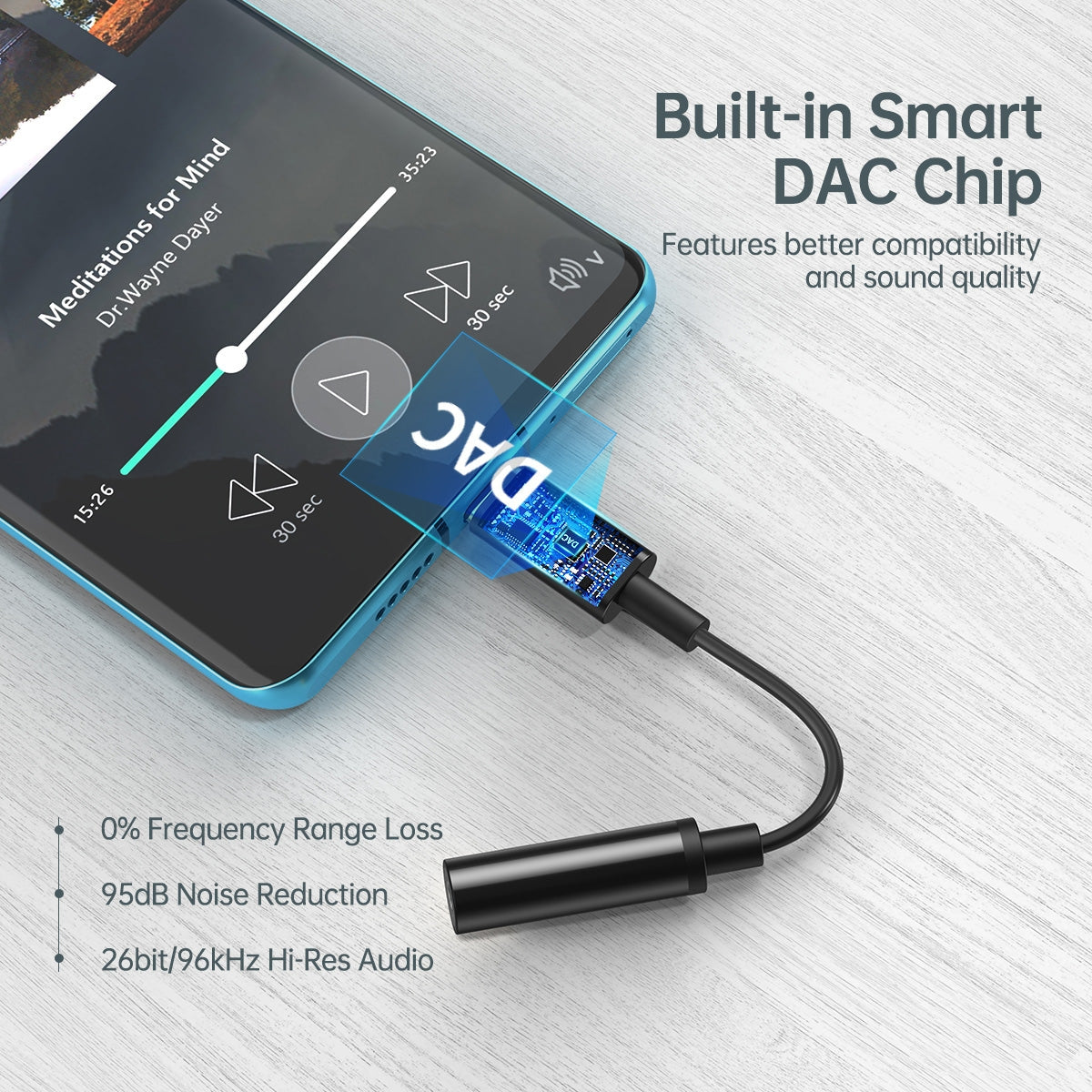 CHOETECH AUX003 USB-C To 3.5mm Headphone Adapter 3