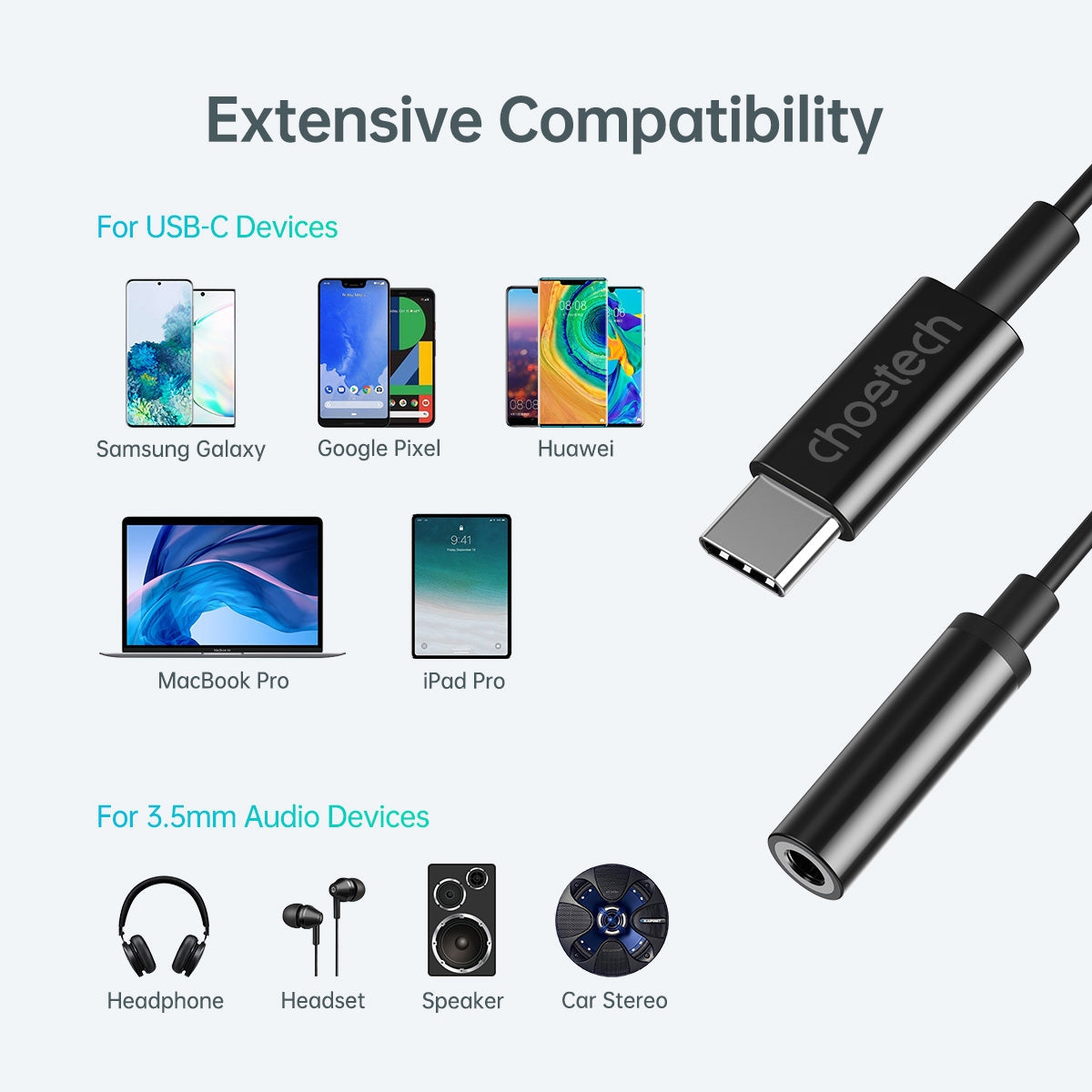 CHOETECH AUX003 USB-C To 3.5mm Headphone Adapter 5