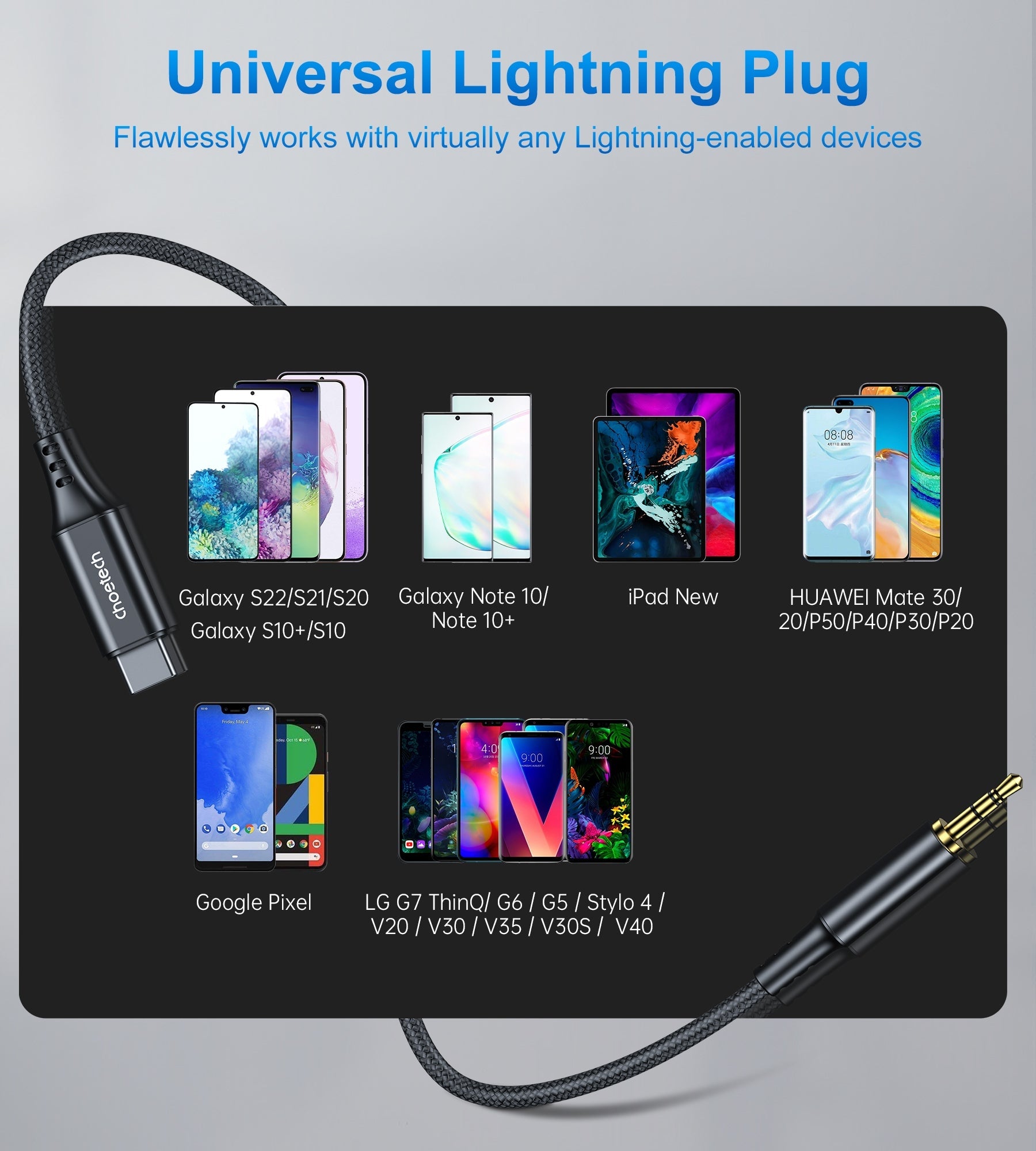 CHOETECH AUX006 Type-C To 3.5mm Audio Cable 1M 3