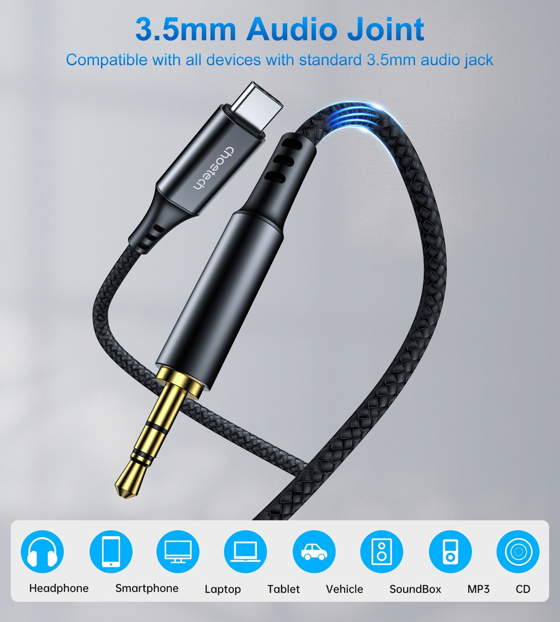 CHOETECH AUX006 Type-C To 3.5mm Audio Cable 1M 4