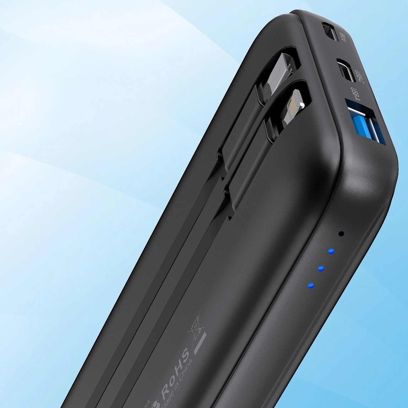 CHOETECH B654 10000mAh Pwer Bank 22.5W USB-A / USB-C / micro USB with built-in USB-C / Lightning cable - black 3