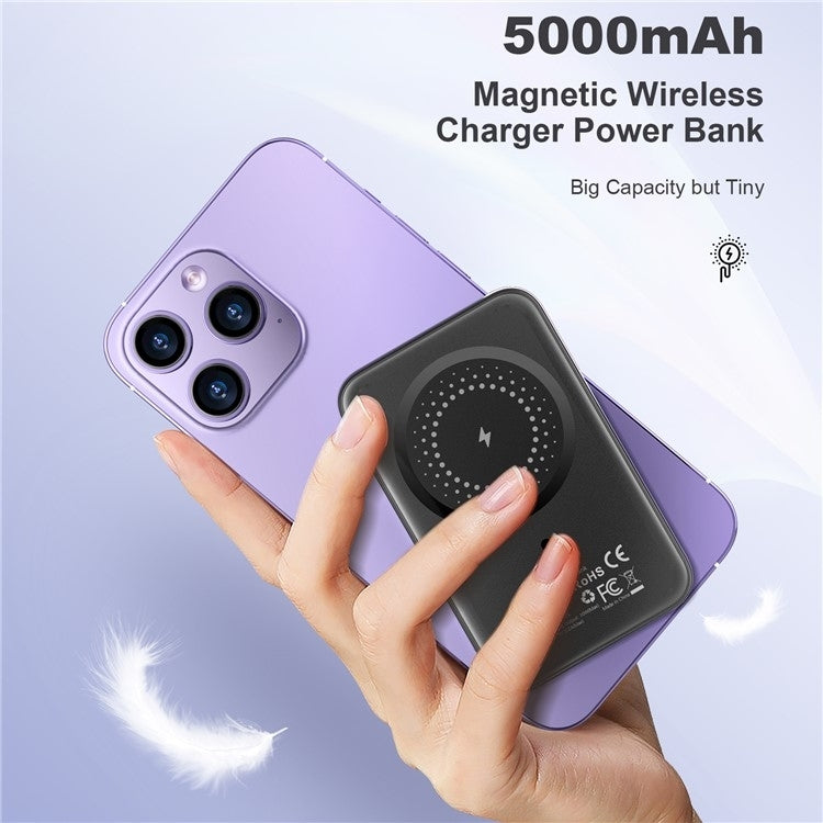 CHOETECH B655-SL 5000mAh Magnetic Wireless Power Bank 10W (Silver) 7