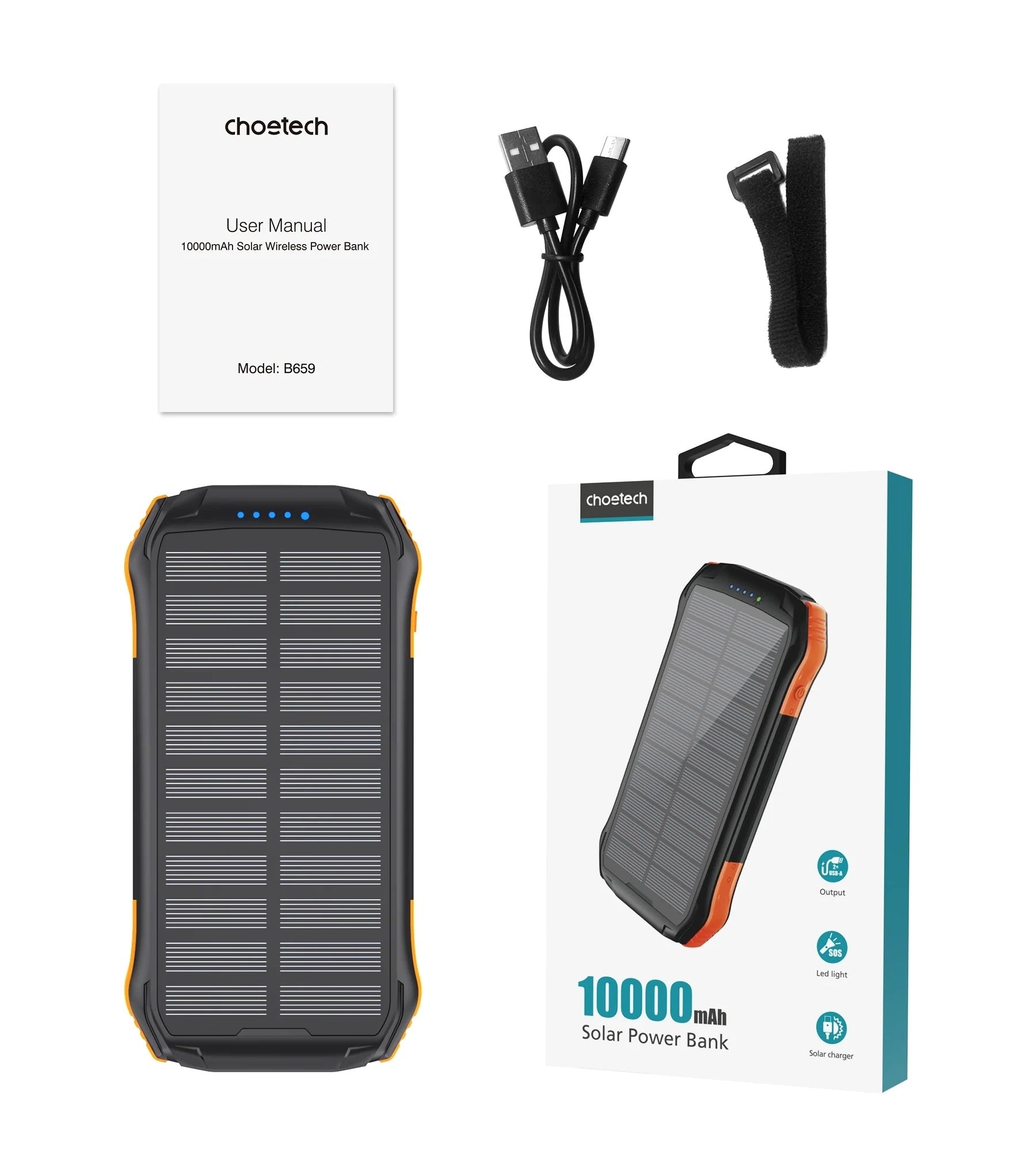 CHOETECH B659 10000mAh Solar Power Bank 5