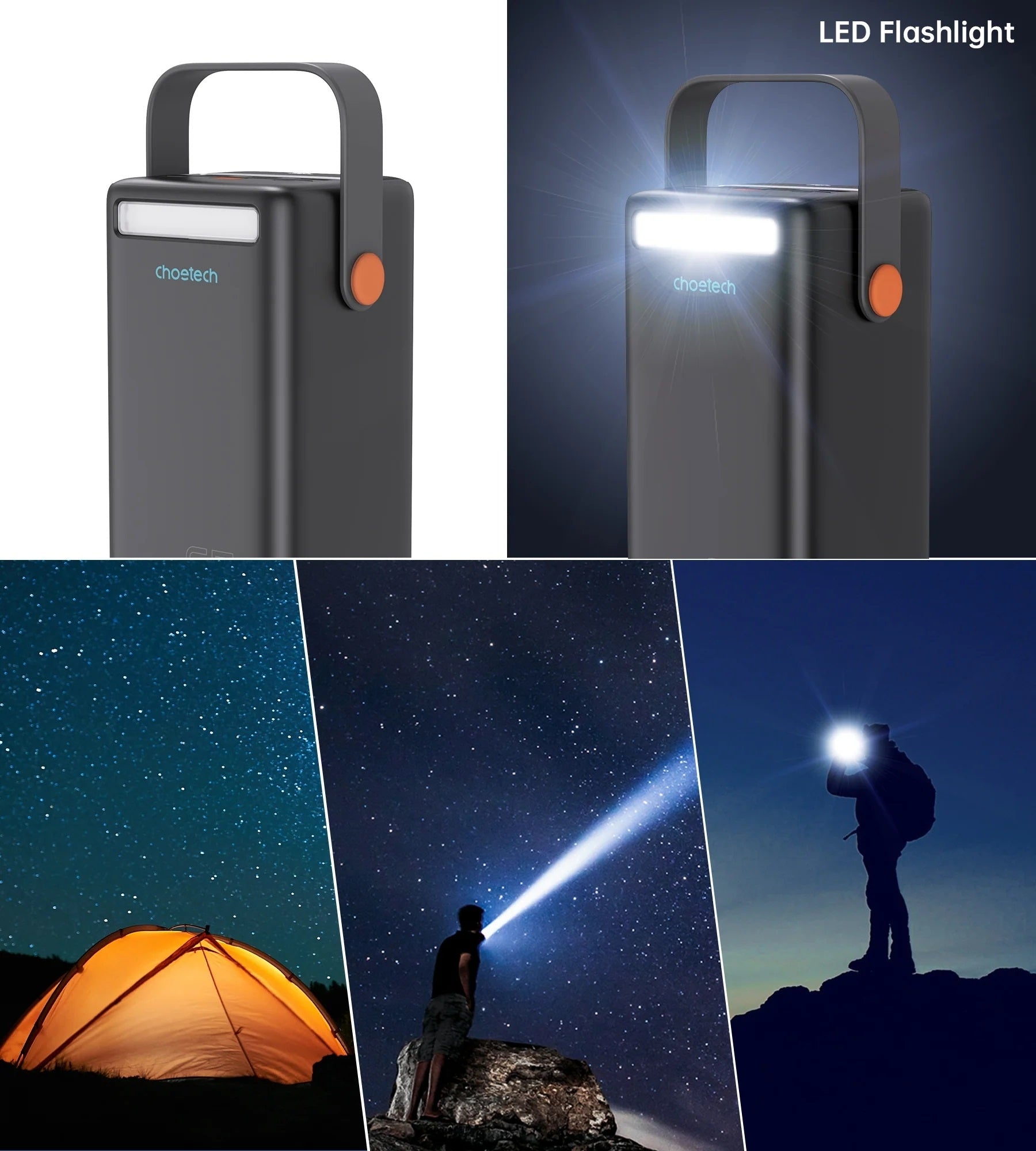 CHOETECH B664 50000mAh PD65W Power Bank with LED Flashlight LCD Display 5
