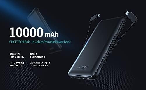 CHOETECH B688-BK 10000mAh MFi Certified PD18W Power Bank (with 2 cables) 4