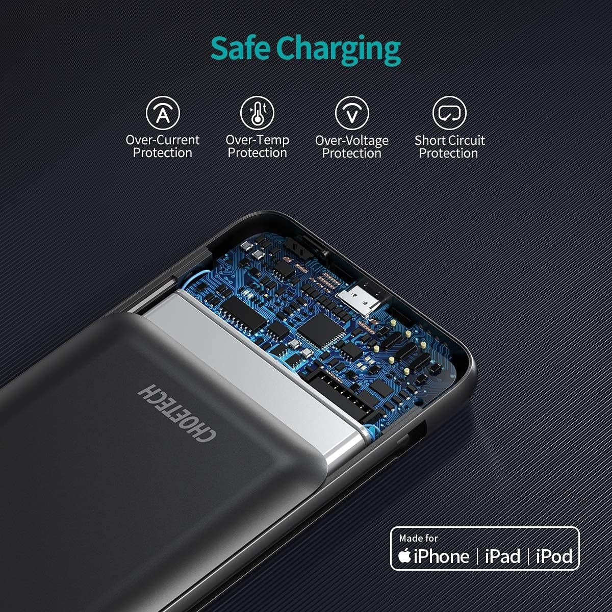 CHOETECH B688-BK 10000mAh MFi Certified PD18W Power Bank (with 2 cables) 6