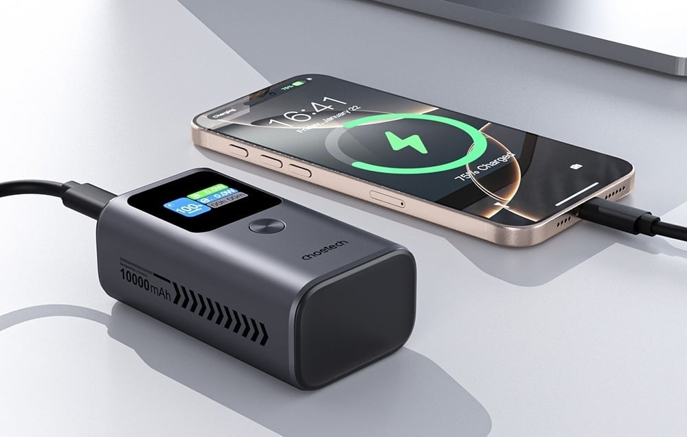 CHOETECH B701-GY 10000mAh PD30W USB-A + USB-C x 2, 3-Port & TFT Display Power Bank 4