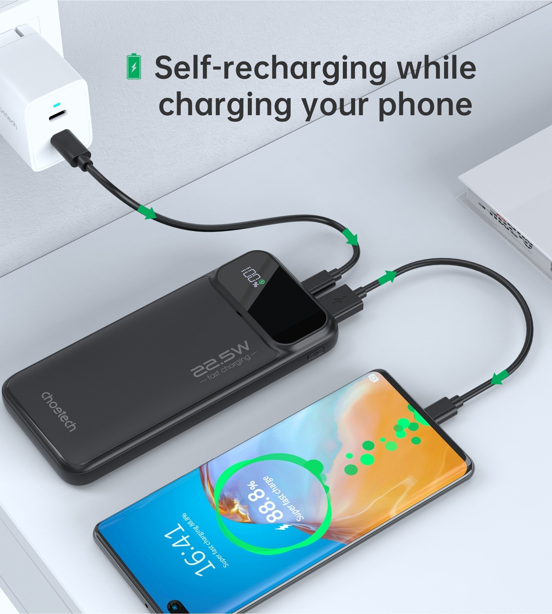 CHOETECH B728 10000mAh Power Bank PD22.5W with Digital Display 6