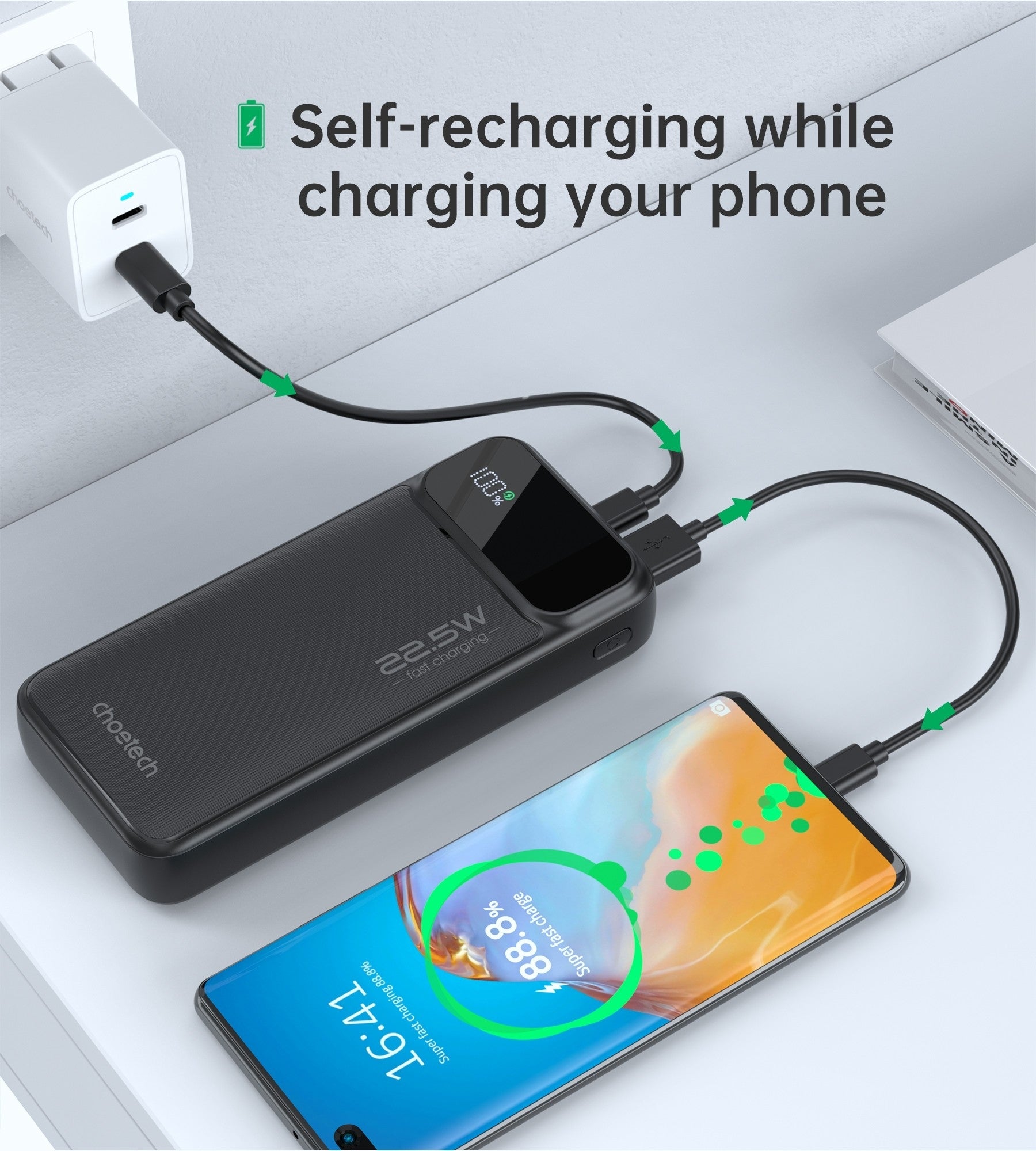 CHOETECH B729 20000mAh Power Bank PD22.5W with Digital Display 5