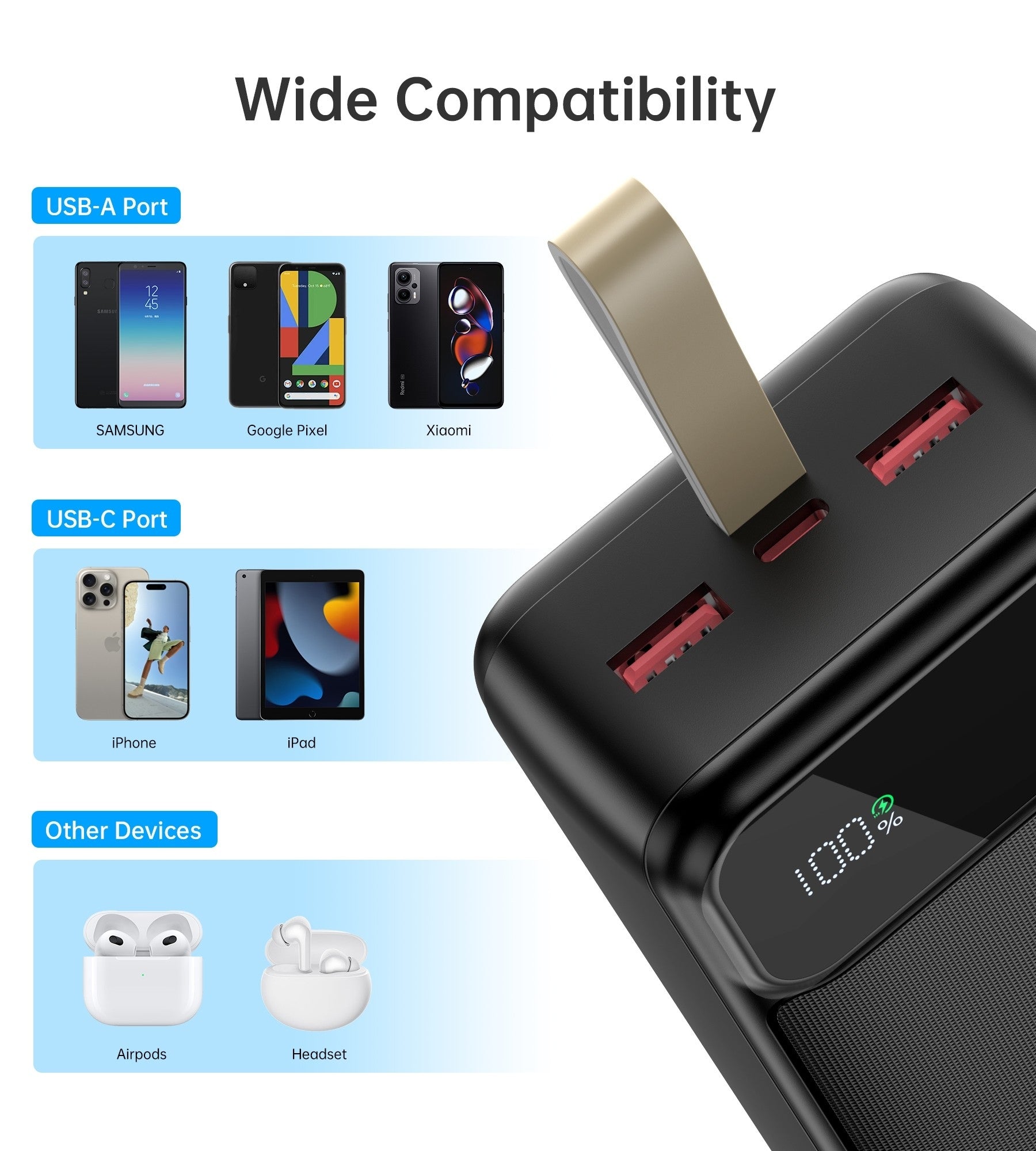 CHOETECH B730 30000mAh Power Bank PD22.5W with Digital Display 4