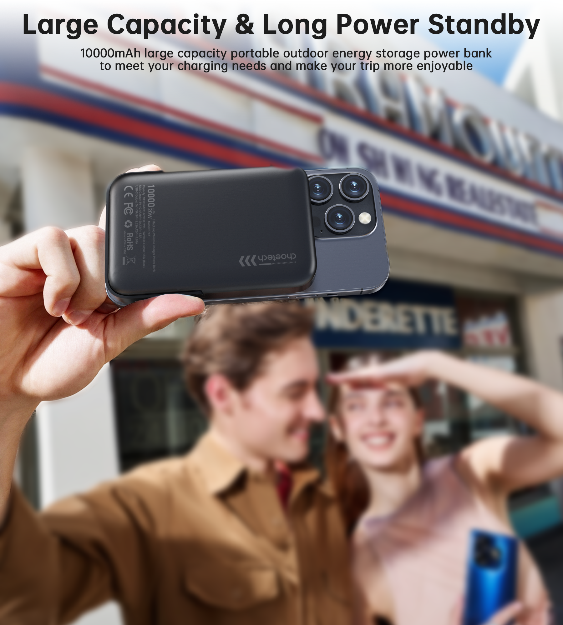 CHOETECH B743-BK 10000mAh PD20W Magnetic Power Bank with Holder Black 4