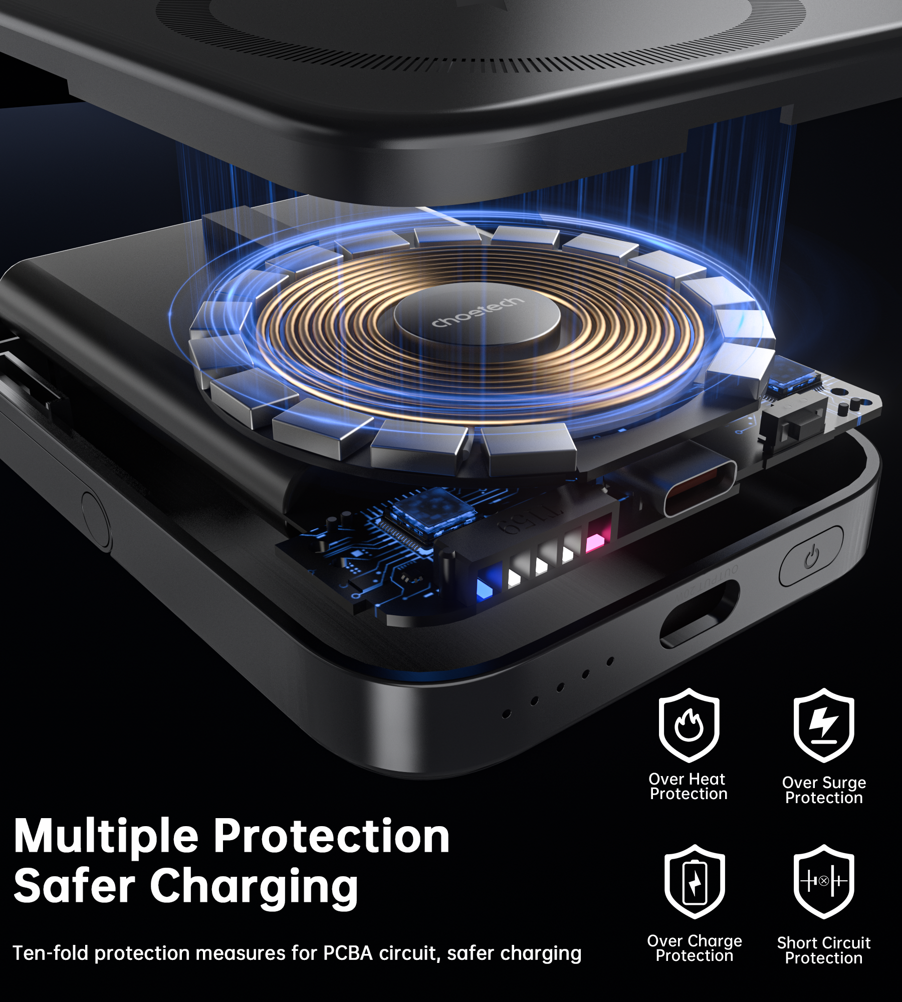 CHOETECH B743-BK 10000mAh PD20W Magnetic Power Bank with Holder Black 8