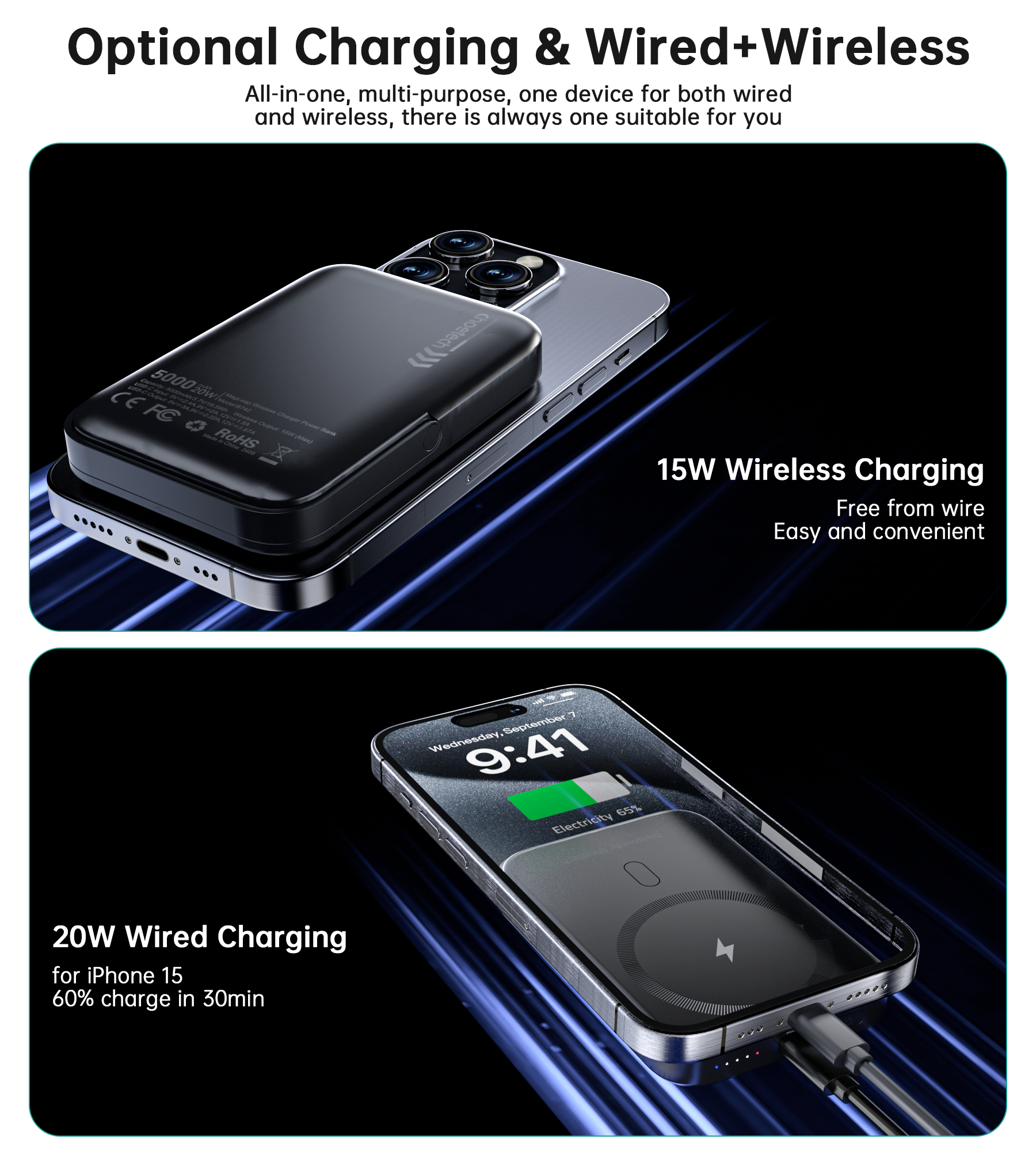 CHOETECH B743-BK 10000mAh PD20W Magnetic Power Bank with Holder Black 11