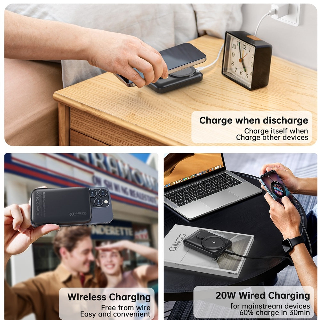 CHOETECH B743-BK 10000mAh PD20W Magnetic Power Bank with Holder Black 12