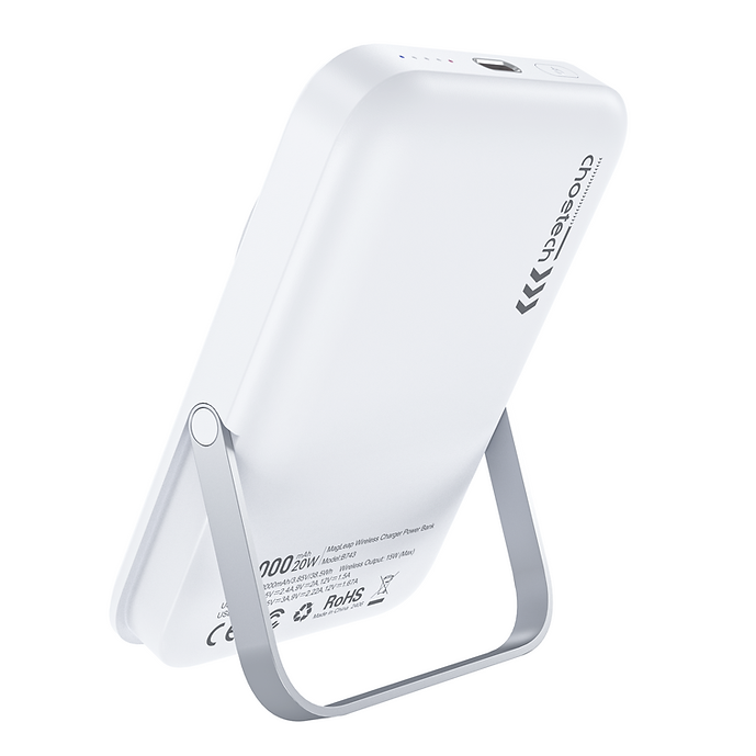 CHOETECH B743-WH 10000mAh PD20W Magnetic Power Bank with Holder White 3