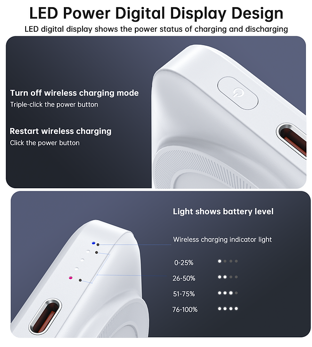 CHOETECH B743-WH 10000mAh PD20W Magnetic Power Bank with Holder White 4