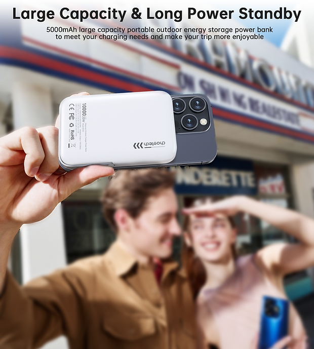 CHOETECH B743-WH 10000mAh PD20W Magnetic Power Bank with Holder White 7