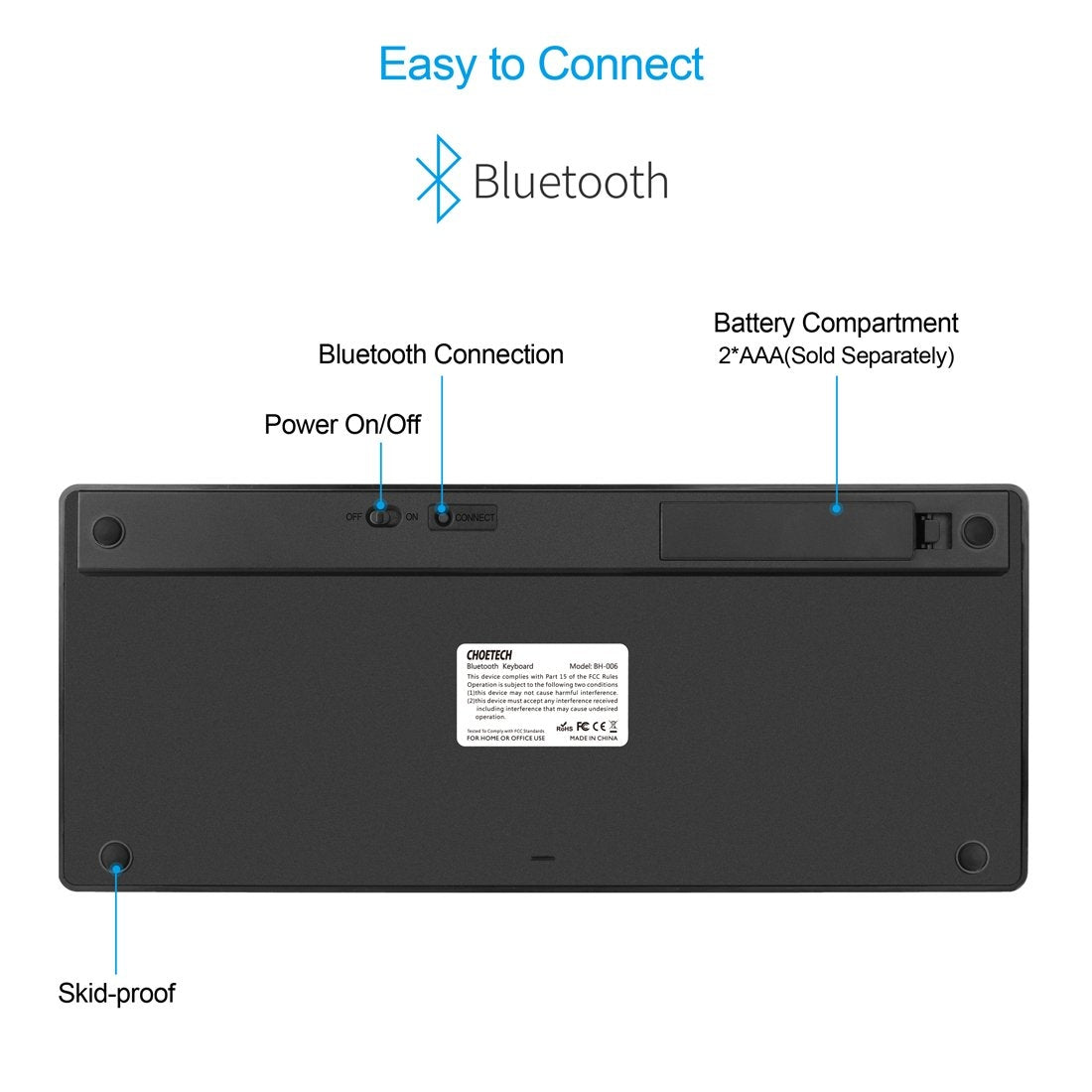 CHOETECH BH-006 Ultra Slim Wireless Bluetooth Keyboard 4