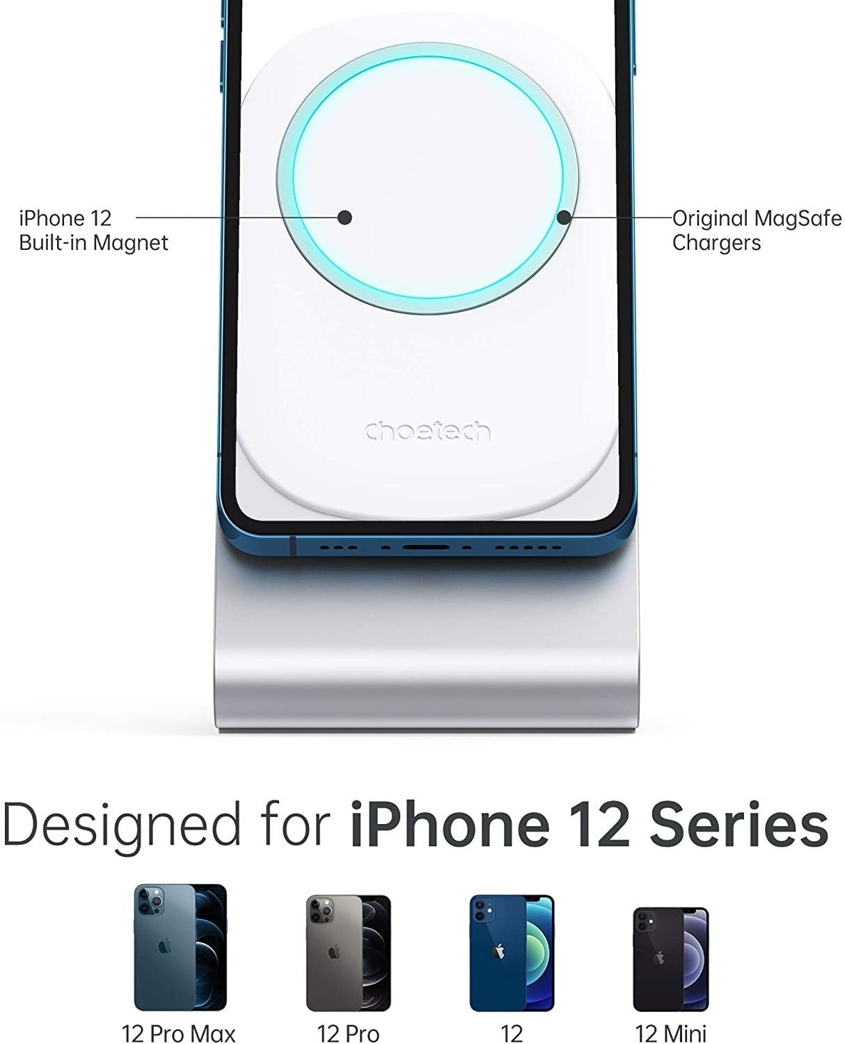 Choetech H046 Phone Stand For MagSafe Charger Aluminum (Stand Only) 3