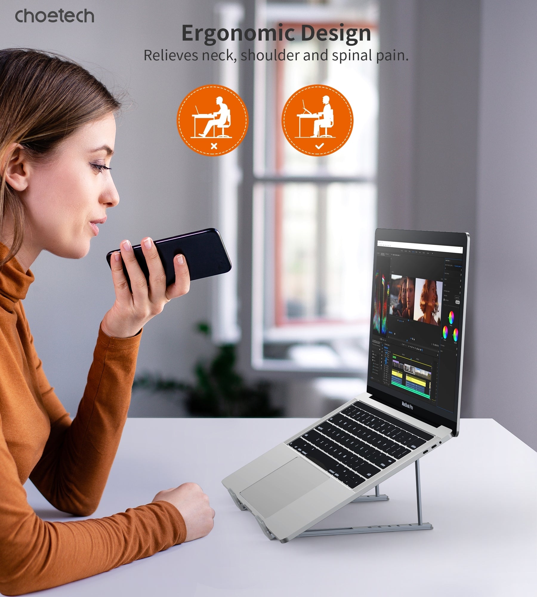 CHOETECH H055-GY Aluminum Foldable Laptop Stand 3