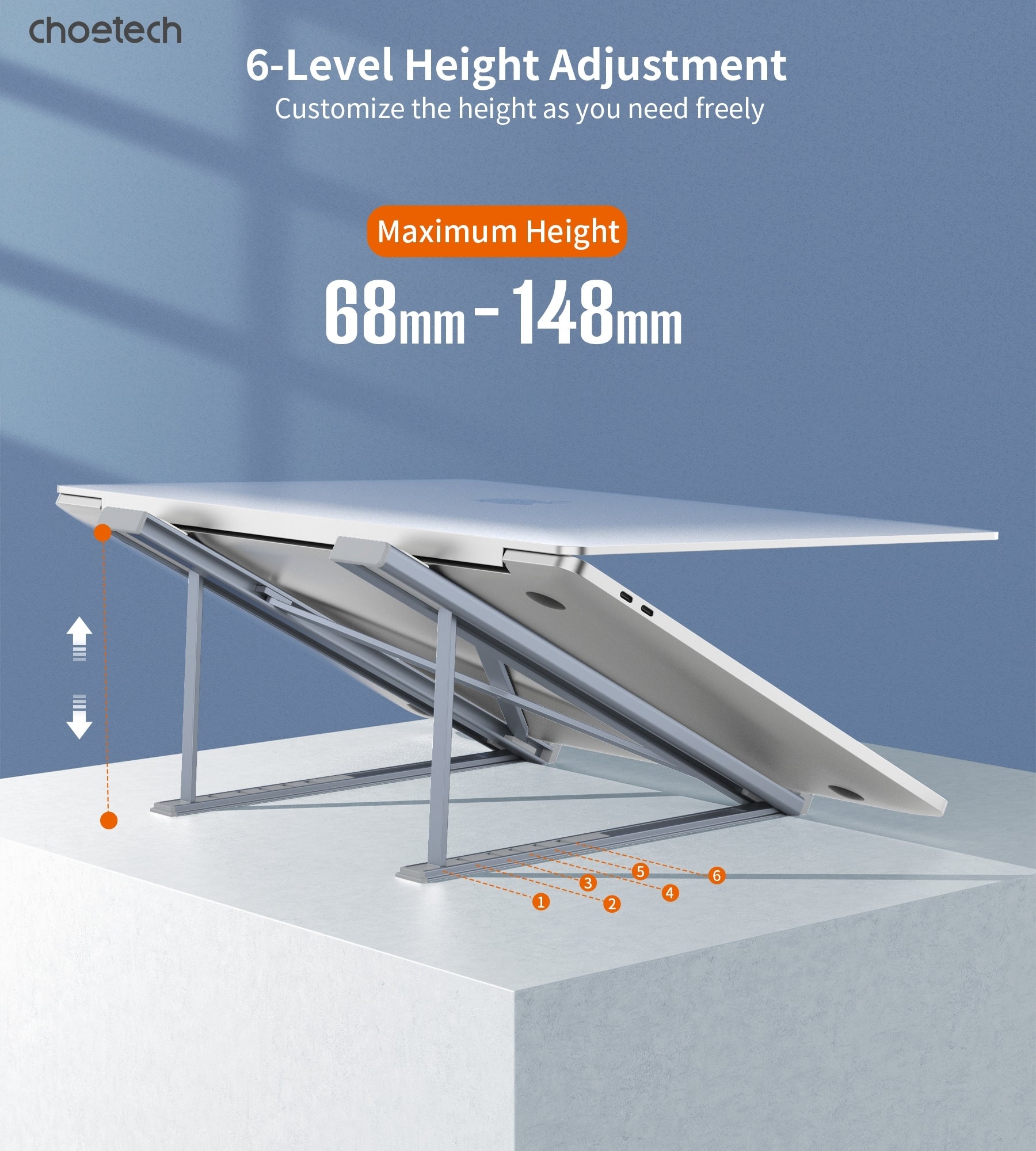 CHOETECH H055-GY Aluminum Foldable Laptop Stand 4