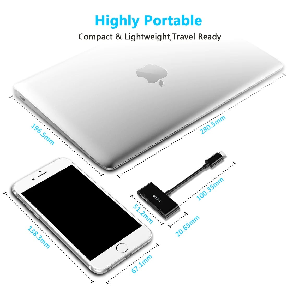 CHOETECH HUB-M03 USB-C To HDMI Adapter(4K@60hz) with 60W PD Charging Port 7