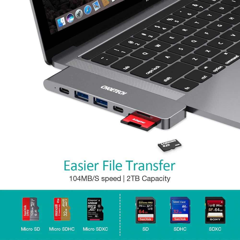 CHOETECH HUB-M14 USB-C  7 in 1 Expand Docking Station Hub for MacBook Pro 3
