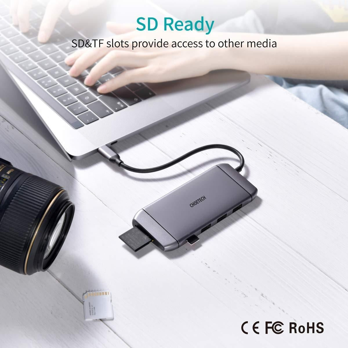 CHOETECH HUB-M15 USB-C 9-in-1 Multifunction Adapter 6