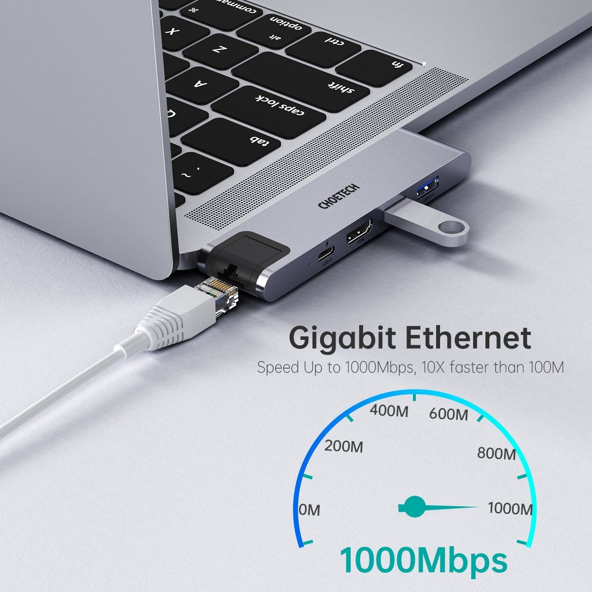 CHOETECH HUB-M24 7-in-2 MacBook Pro/Air USB Adapter USB-C Hub 8