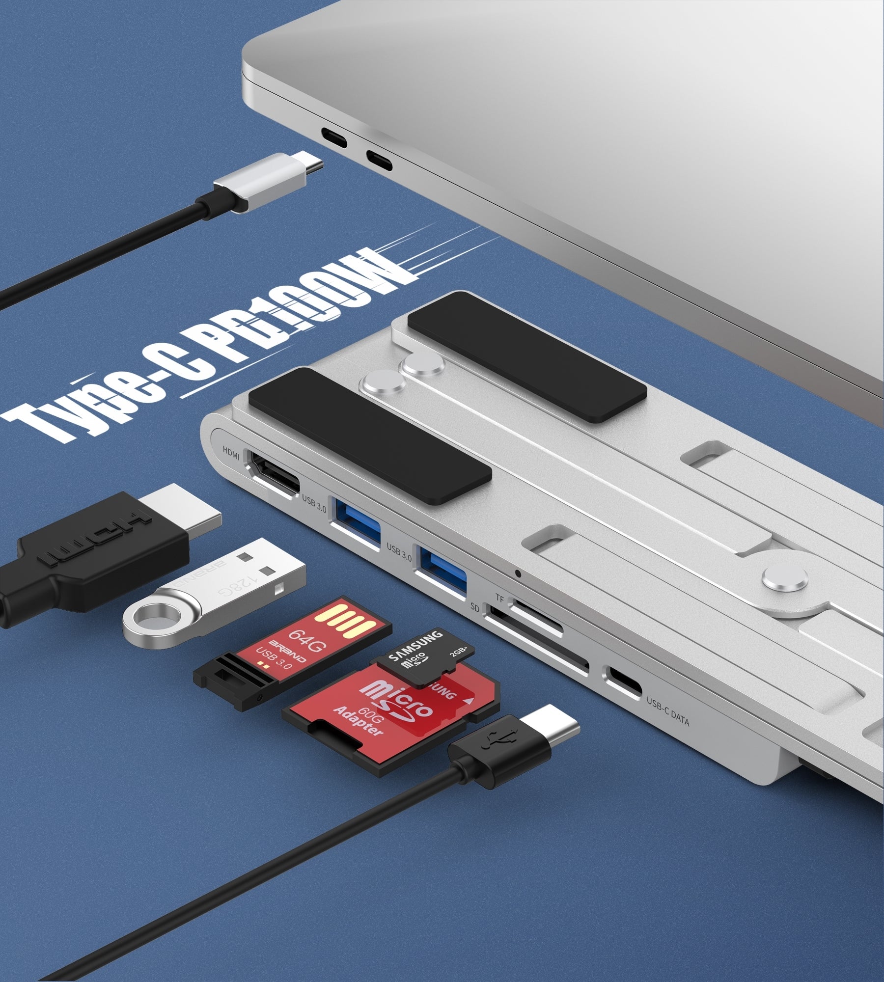CHOETECH HUB-M43 7-in-1 USB-C Multiport Adapter with Foldable Laptop Stand 5
