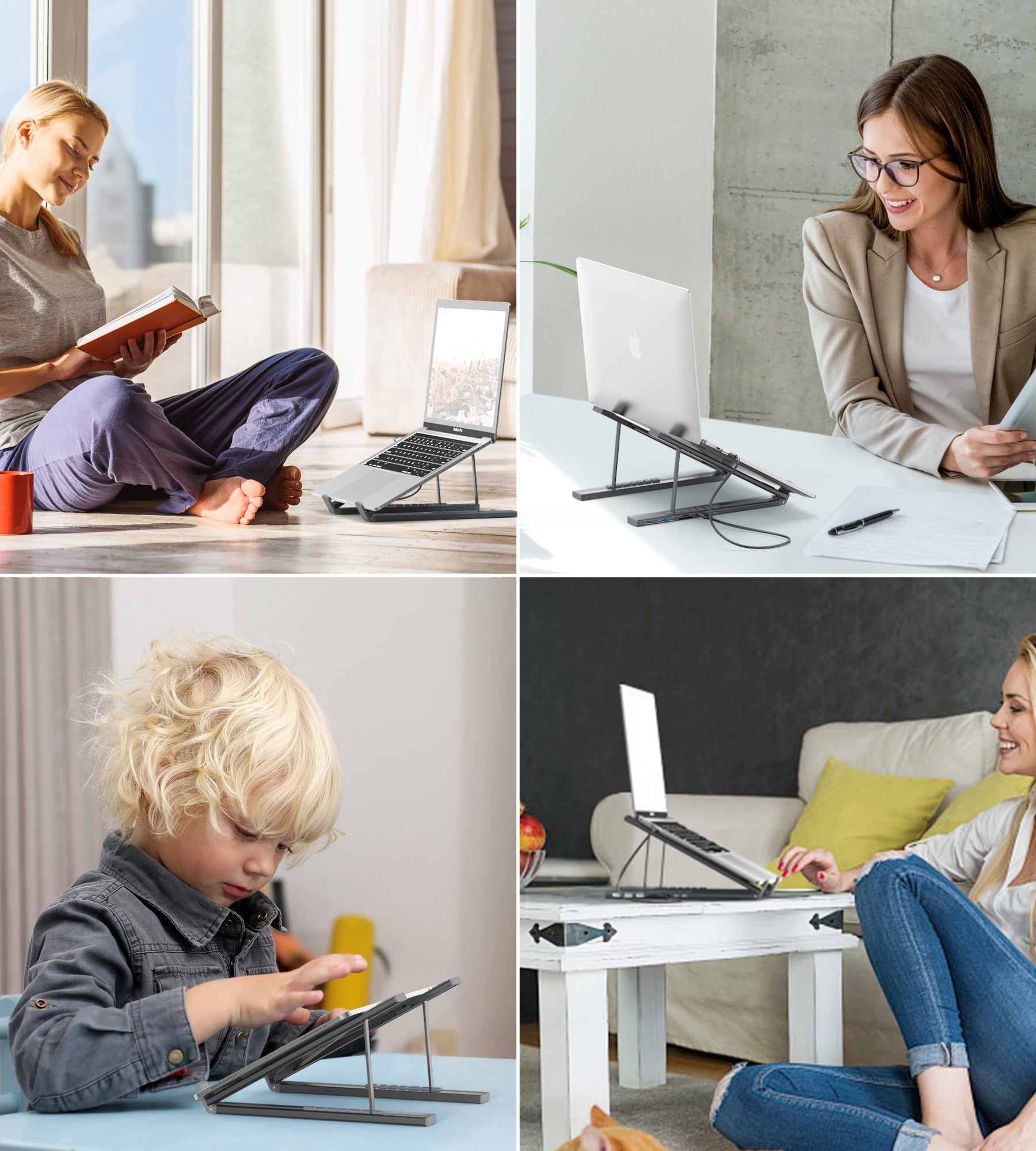 CHOETECH HUB-M48 7-in-1 Hub + Foldable Laptop stand USB-C to HDMI 4K/USB-A/TF&SD/USB-C with PD Charging 6