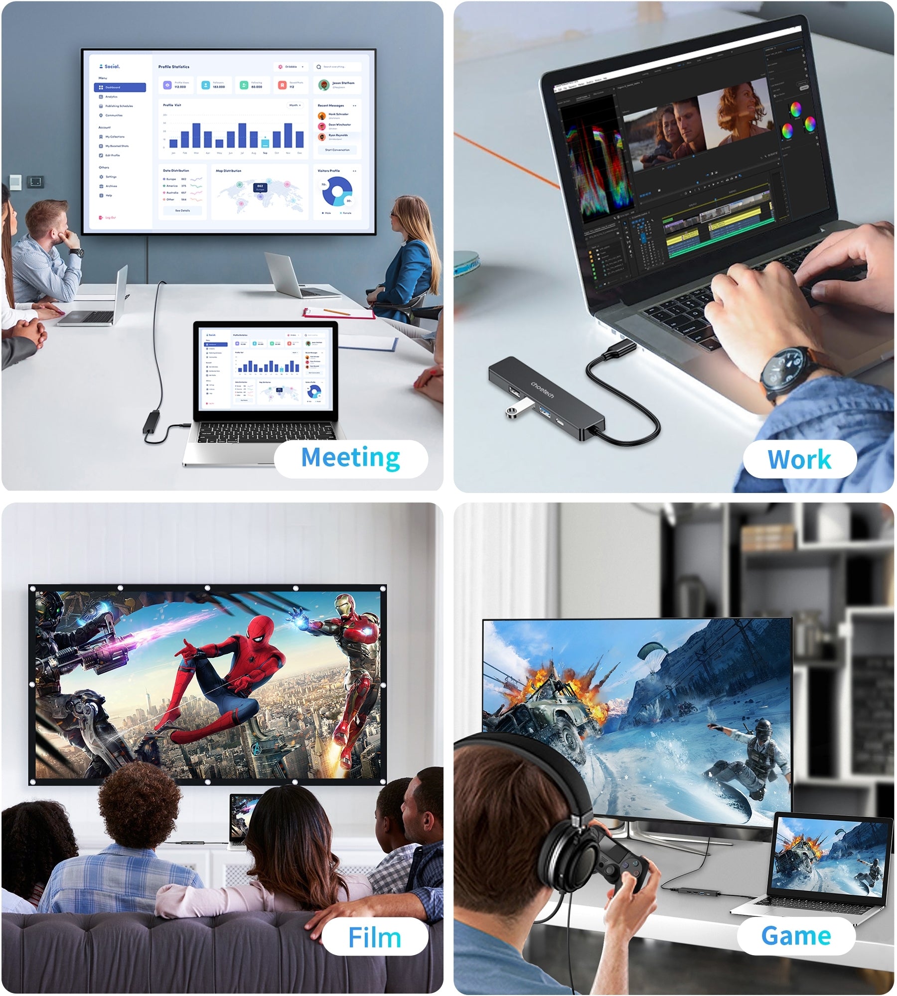CHOETECH HUB-M80 Hub 5-in-1 Multifunctional Hub 7