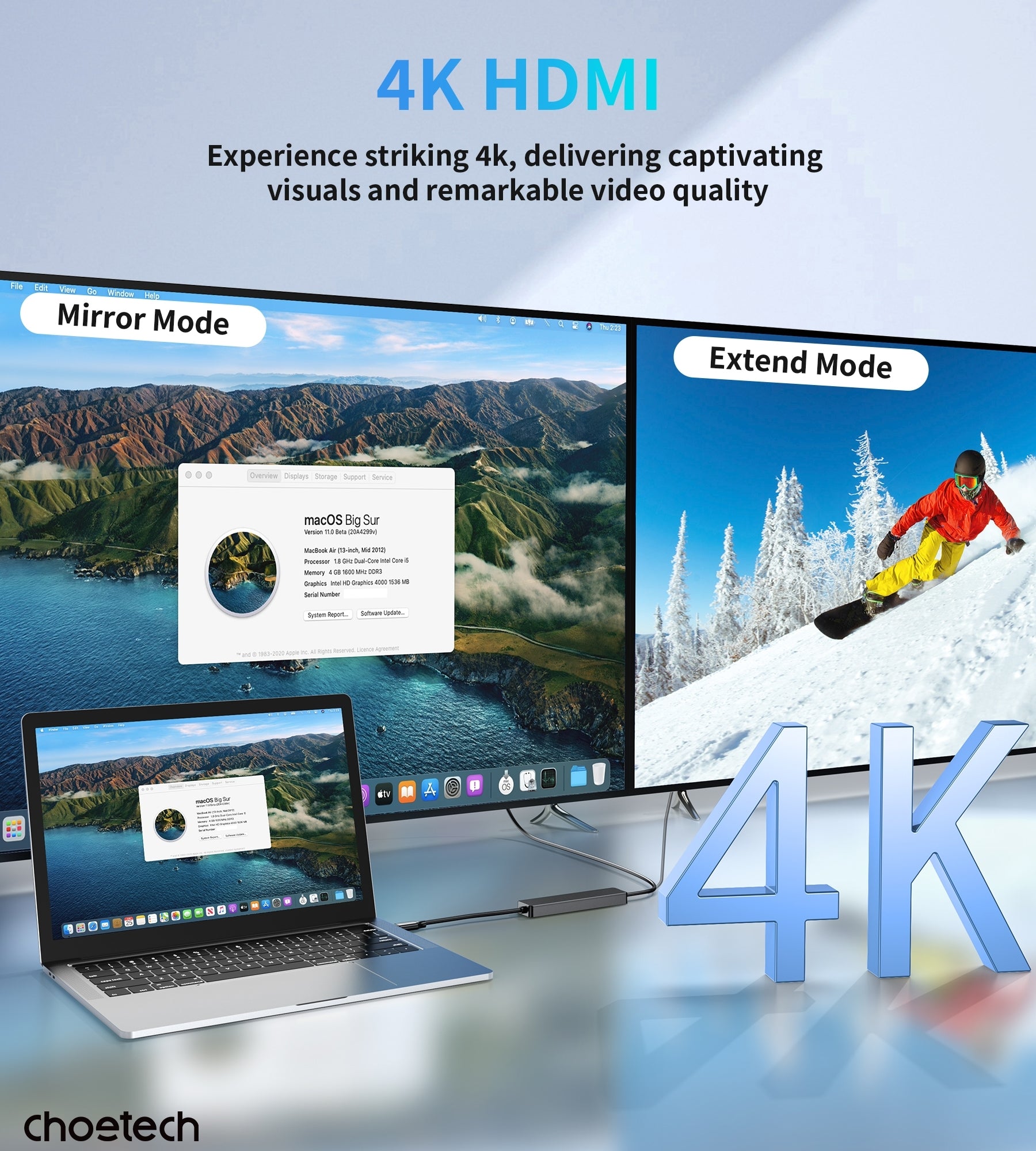 CHOETECH HUB-M80 Hub 5-in-1 Multifunctional Hub 8