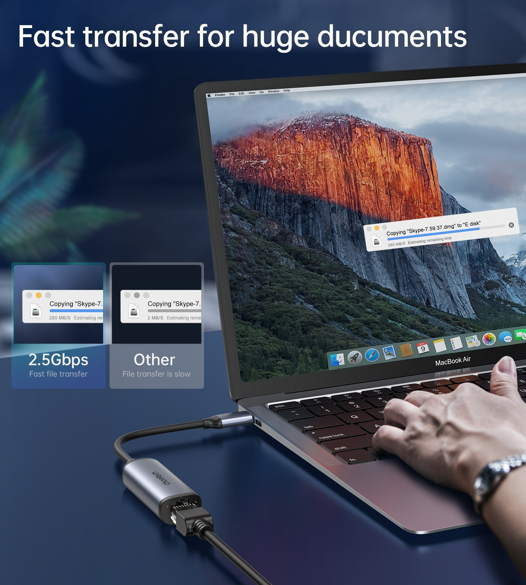 CHOETECH HUB-R02 USB-C to Gigabit Ethernet Adapter 5