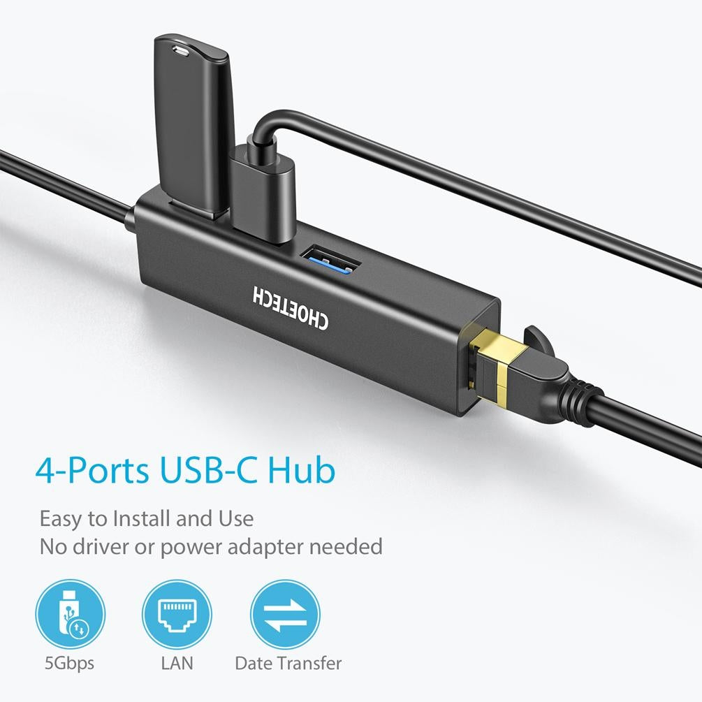 CHOETECH HUB-U02 USB-C To Ethernet Hub 4
