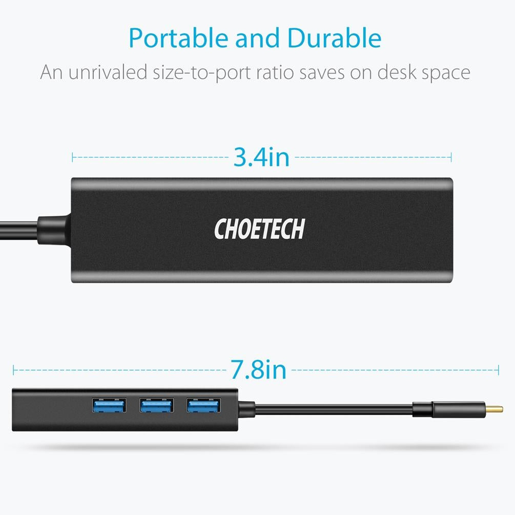 CHOETECH HUB-U02 USB-C To Ethernet Hub 5