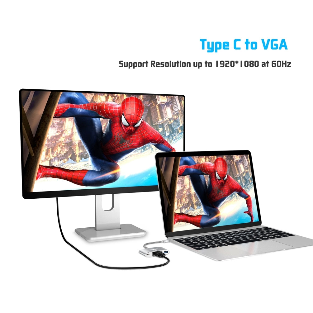 CHOETECH HUB-V02 USB-C to VGA & USB Multiport Adapter 3