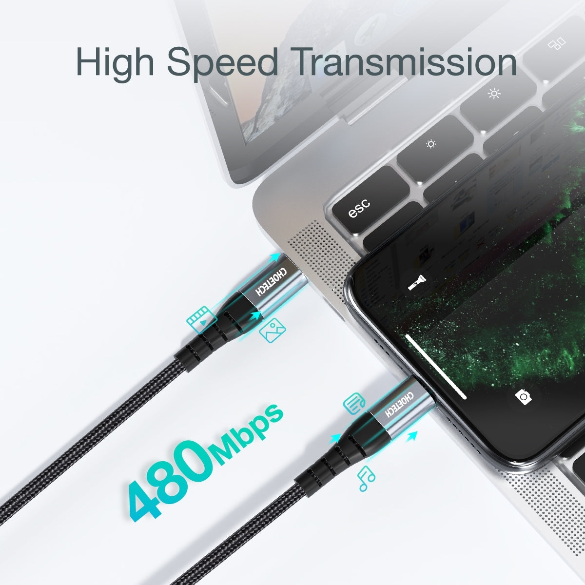 CHOETECH IP0042 USB-C MFI Certified iPhone Cable 3M 4