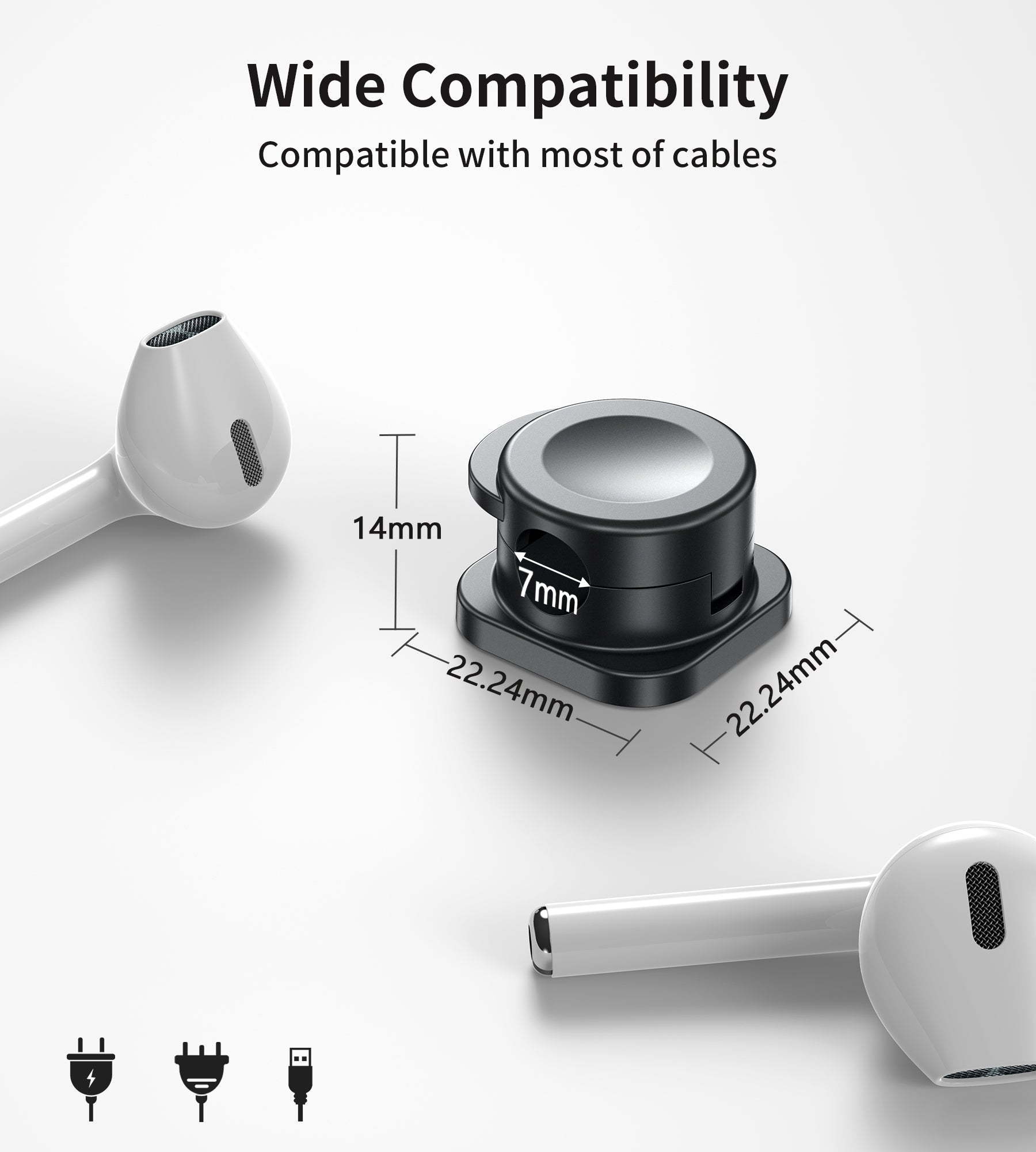 CHOETECH MCC001-WH 6 Pack Professional grade Magnetic Lock Cord Holder Clips White 3
