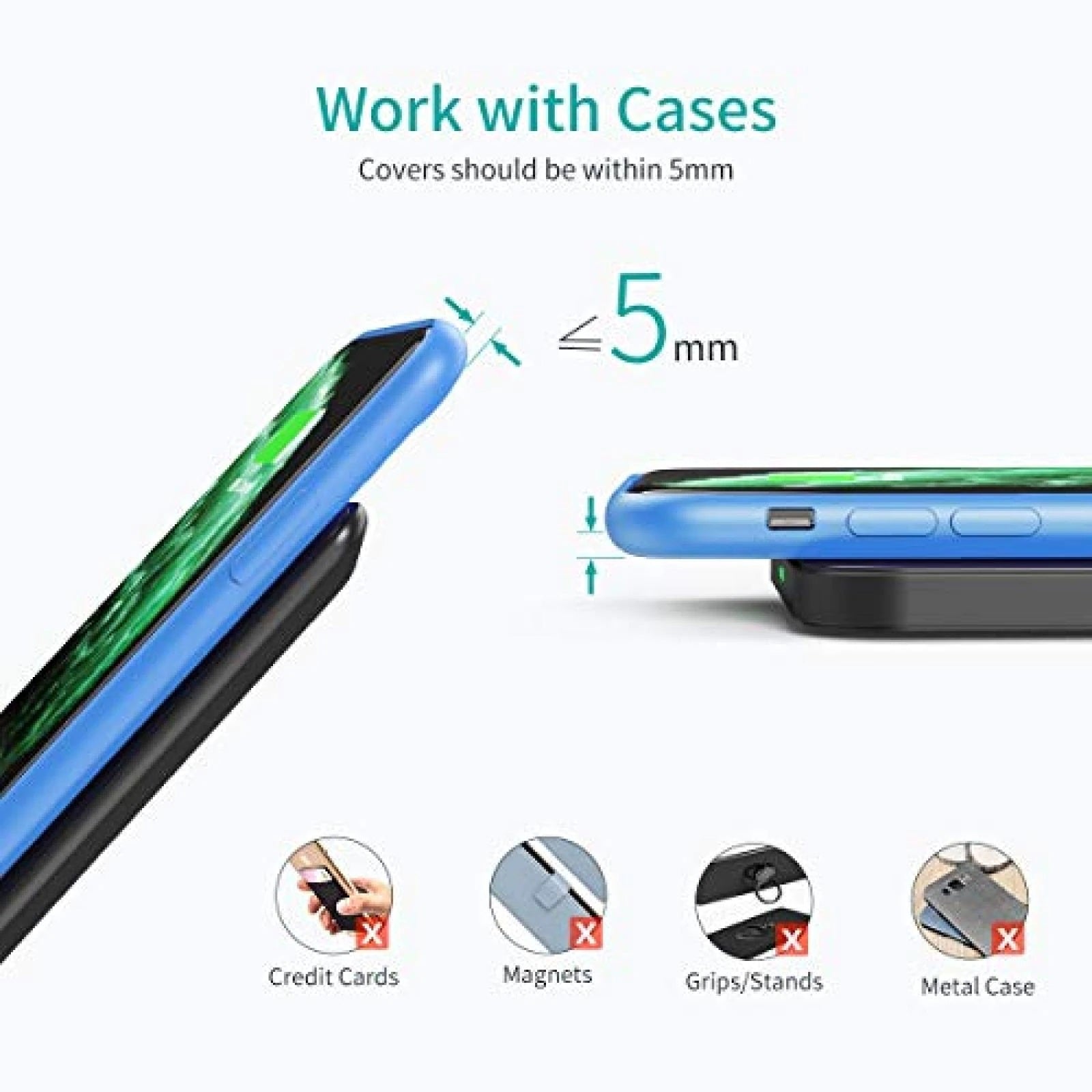 CHOETECH MIX00087 (T524S+T511S) Qi 10W/7.5W Fast Wireless Charging Stand and Pad 5