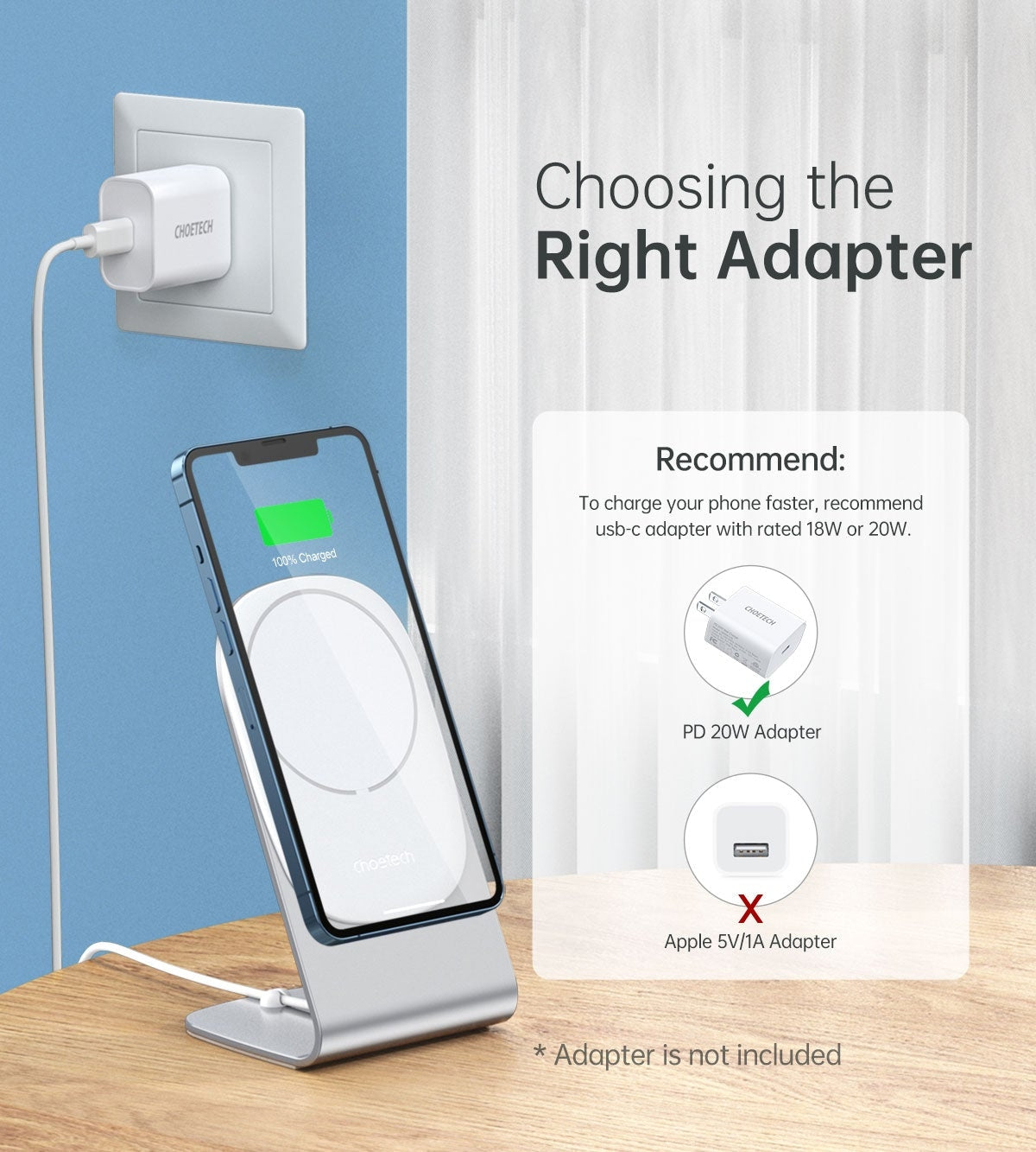 CHOETECH MIX00117SL Magasafe Fast Wireless Charger Stand Holder For iPhone 13/12 (H047+T517) 5