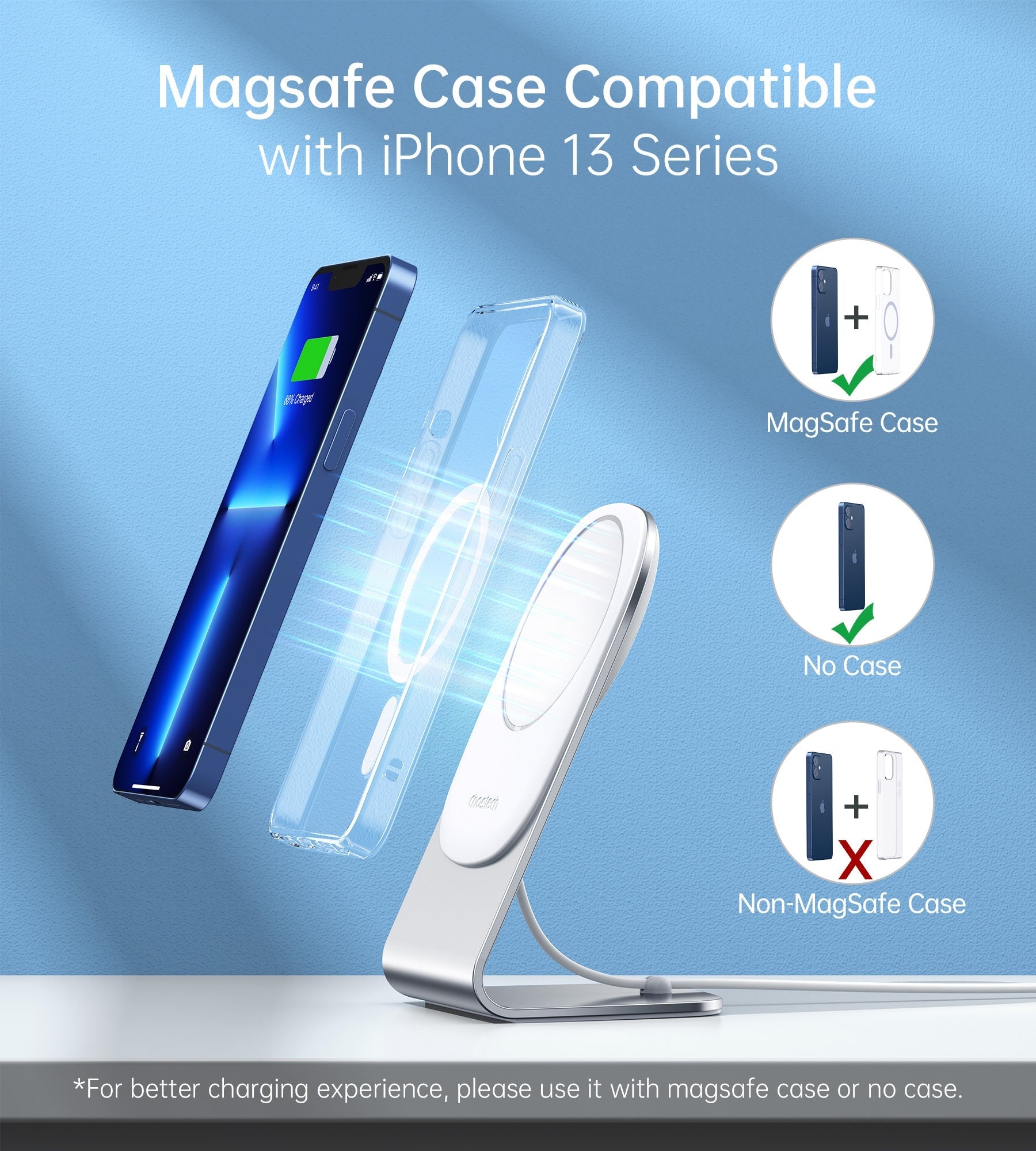 CHOETECH MIX00117SL Magasafe Fast Wireless Charger Stand Holder For iPhone 13/12 (H047+T517) 7