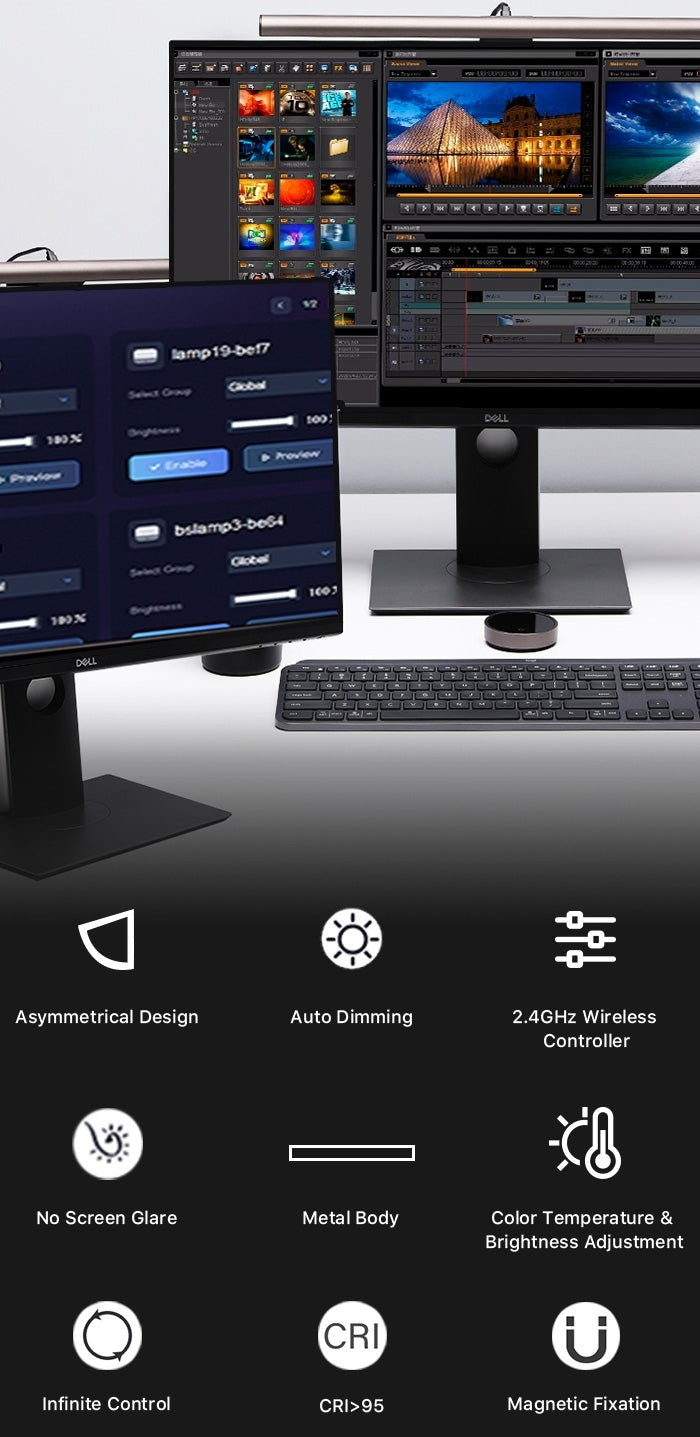 CHOETECH MIX-E1129 Wireless Controlled LED Lamp Monitor Lighting x2 bars 5