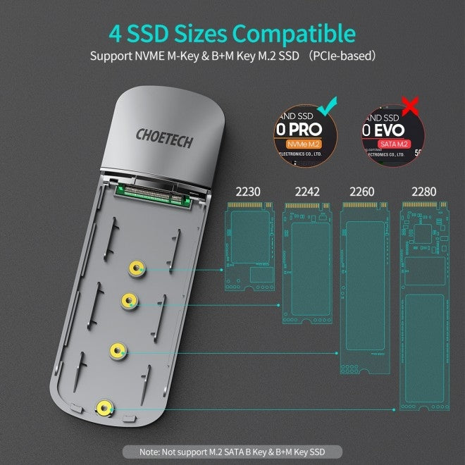 Choetech PC-HDE16 USB-C to M.2 B-Key Hard Drive Enclosure (10Gbps) 3