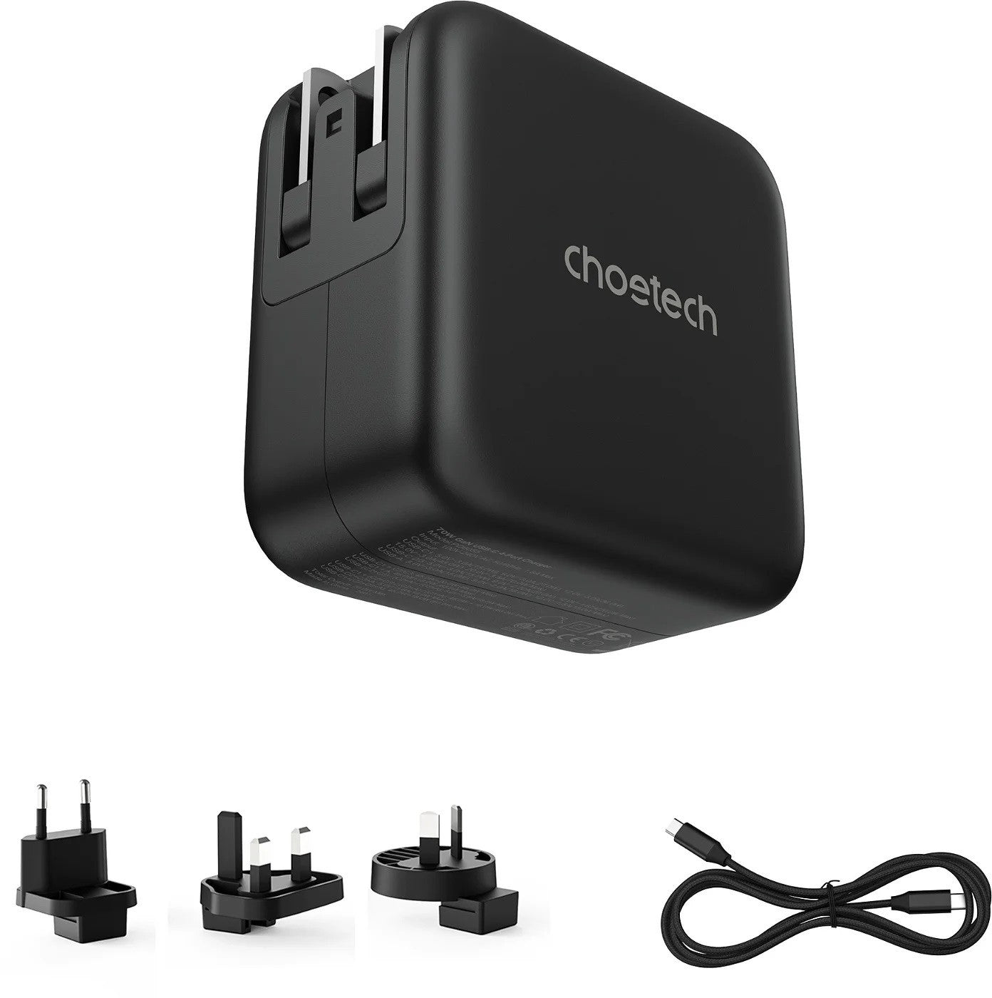 CHOETECH PD6055 GAN USB-C + USB-A 70w Travel Charger (US/EU/UK/AU) 3