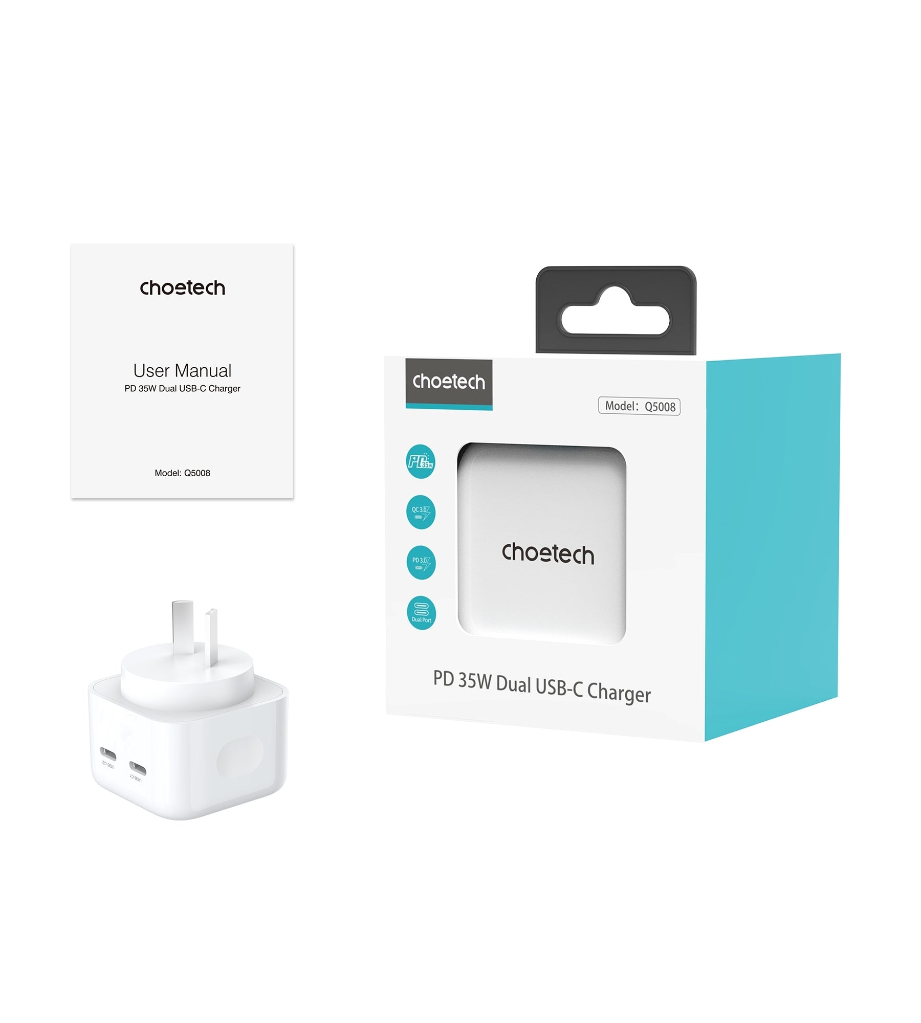 CHOETECH Q5008 PD 35W Dual USB-C Charger 6